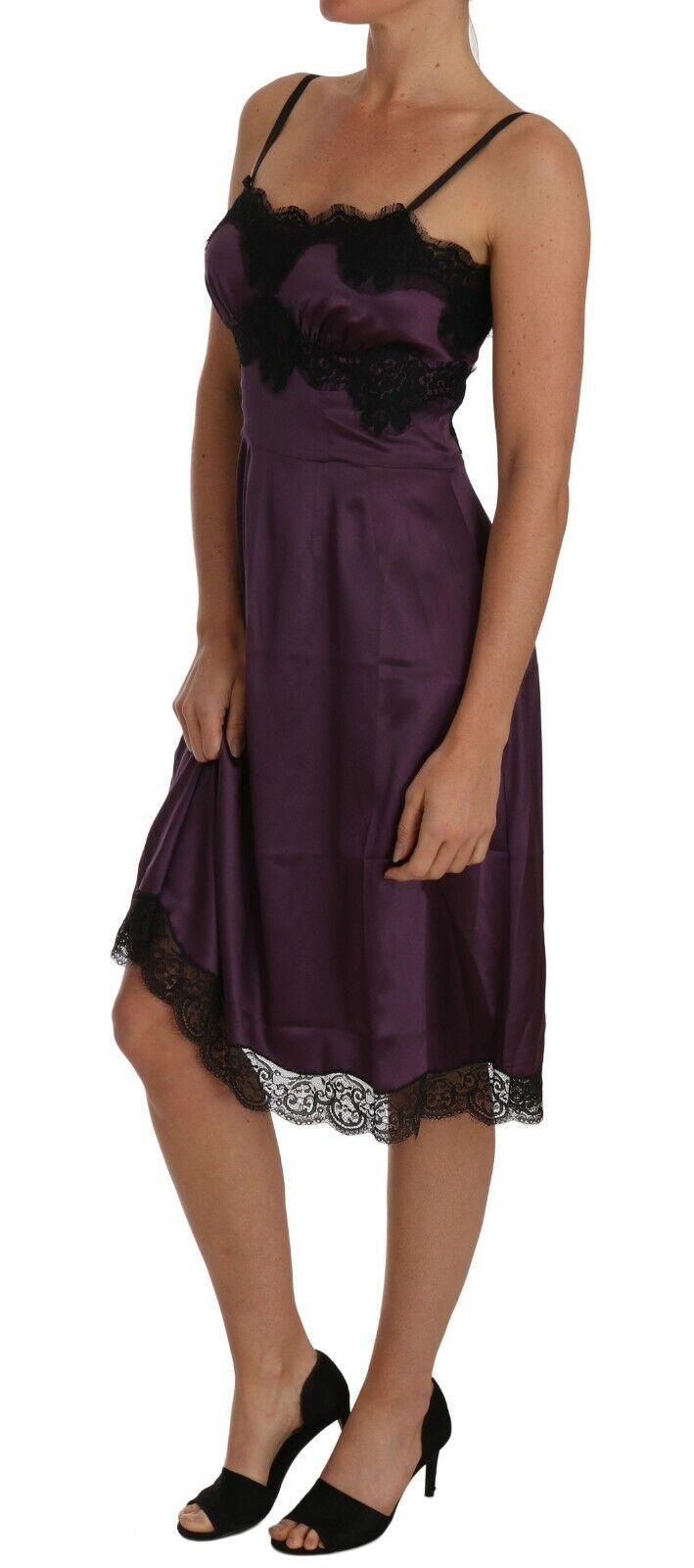 Rochie elegantă Dolce &amp; Gabbana din dantelă de mătase violet