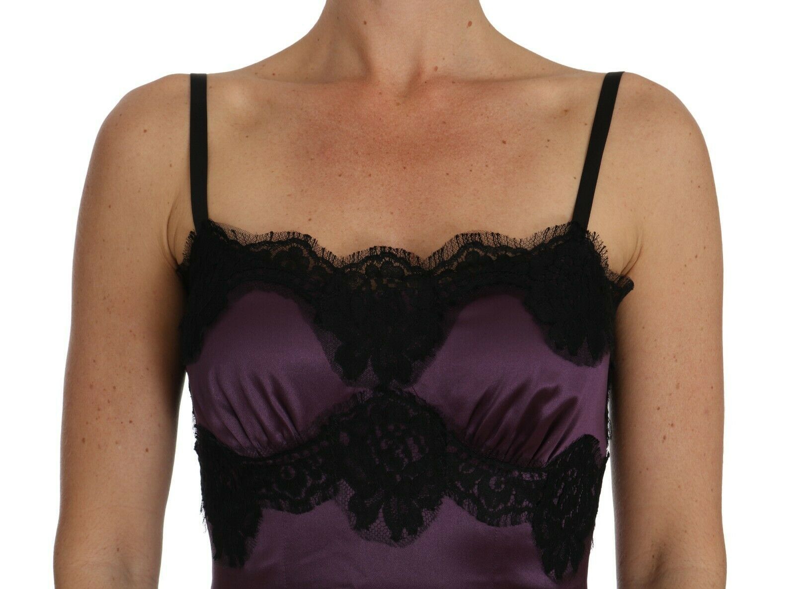Rochie elegantă Dolce &amp; Gabbana din dantelă de mătase violet