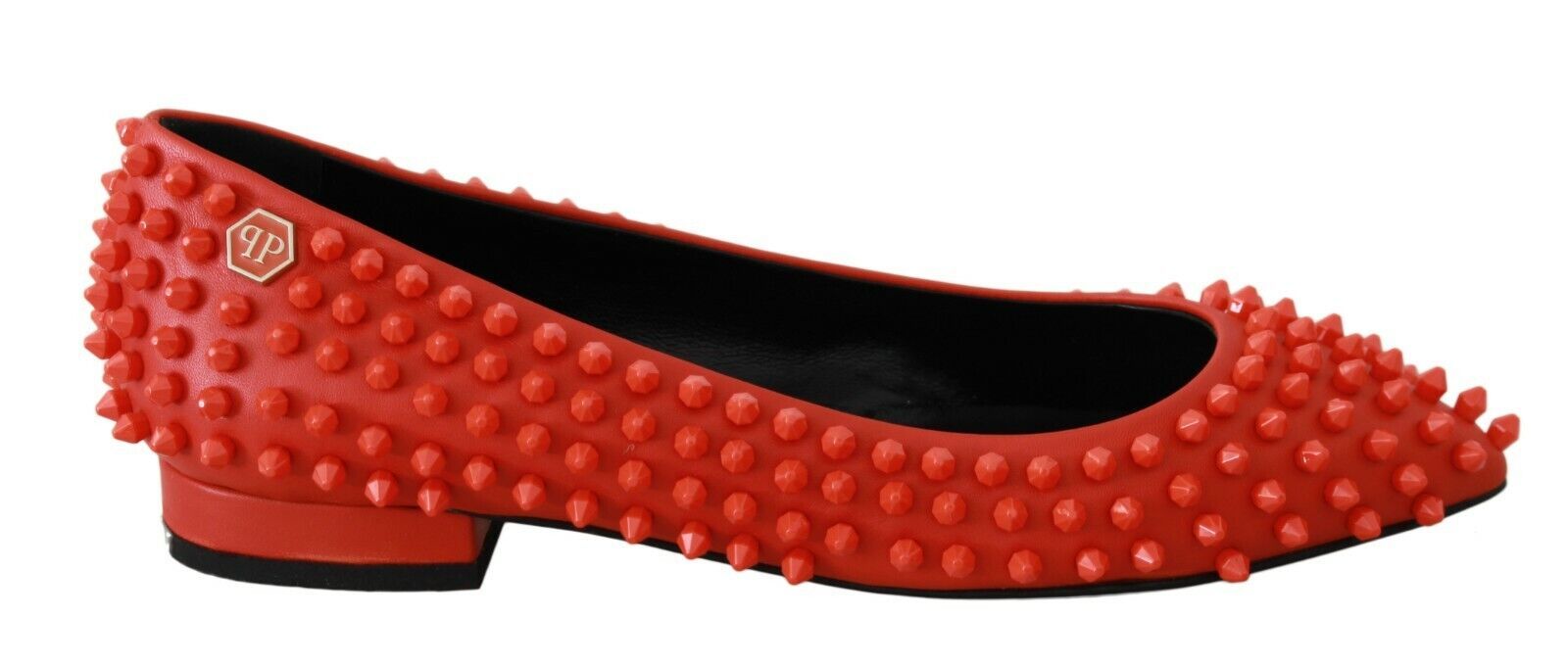 Philipp Plein – Spitze Leder-Ballerinas in leuchtendem Orange