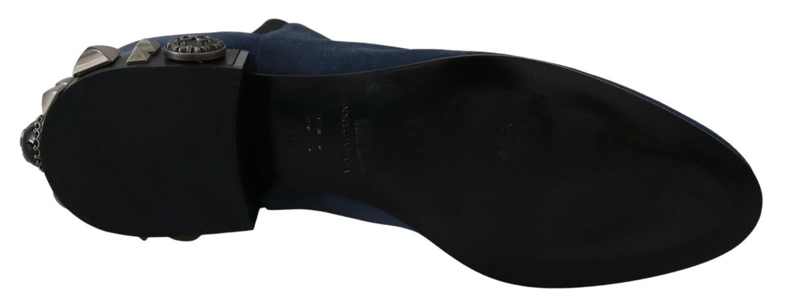 Dolce &amp; Gabbana Schicke blaue Wildlederstiefel mit halbhoher Wadenhöhe und Nietendetails