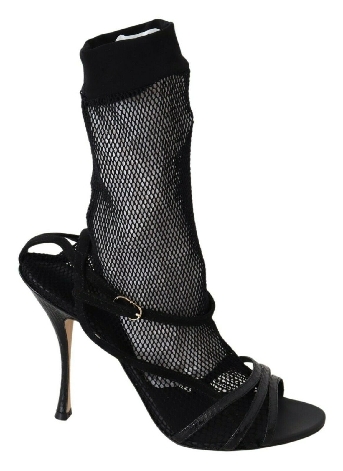 Dolce &amp; Gabbana Schicke schwarze Stiletto-Sandalen aus Netzstoff