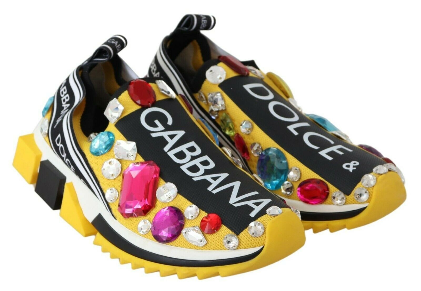 Dolce &amp; Gabbana – Verzierte gelbe Sorrento-Sneaker