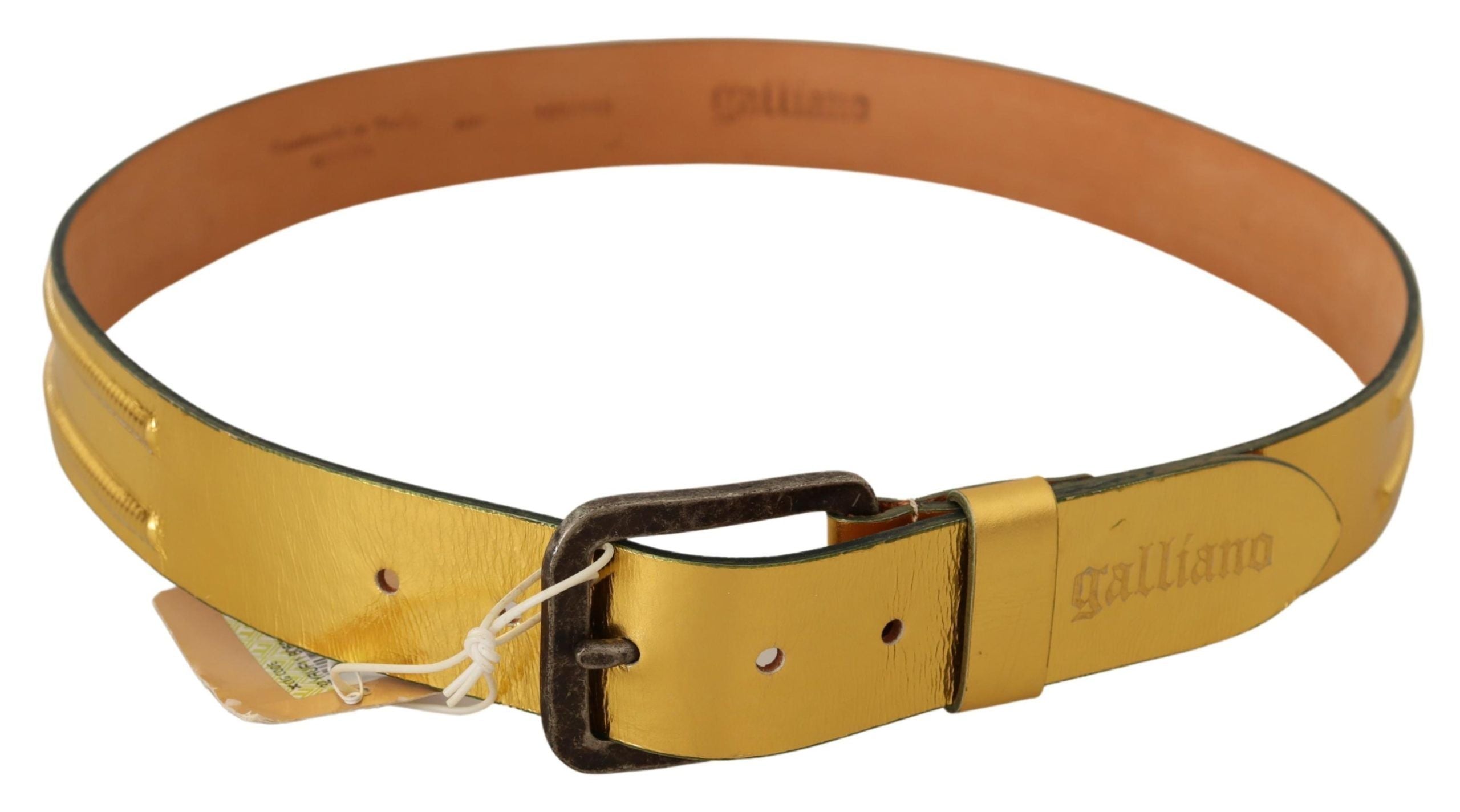 John Galliano Eleganter goldener Herrengürtel aus echtem Leder