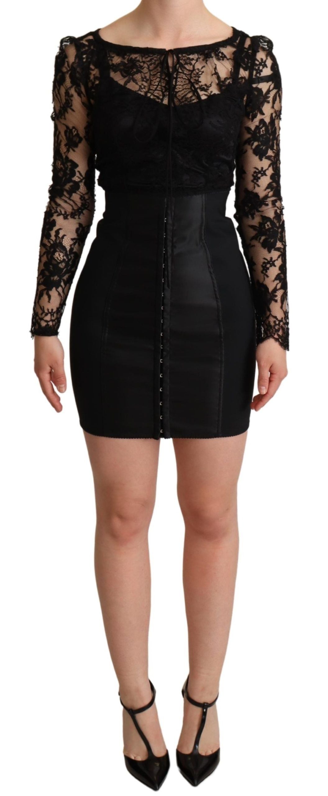 Dolce &amp; Gabbana Rochie mini elegantă din dantelă neagră Delight