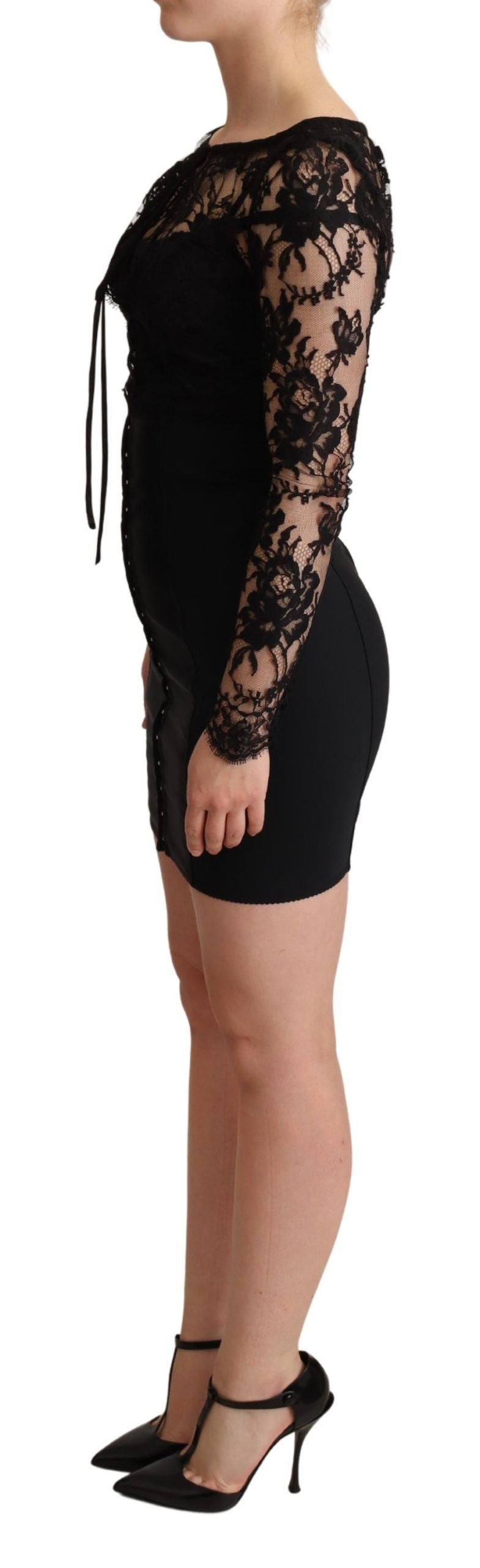 Dolce &amp; Gabbana Rochie mini elegantă din dantelă neagră Delight