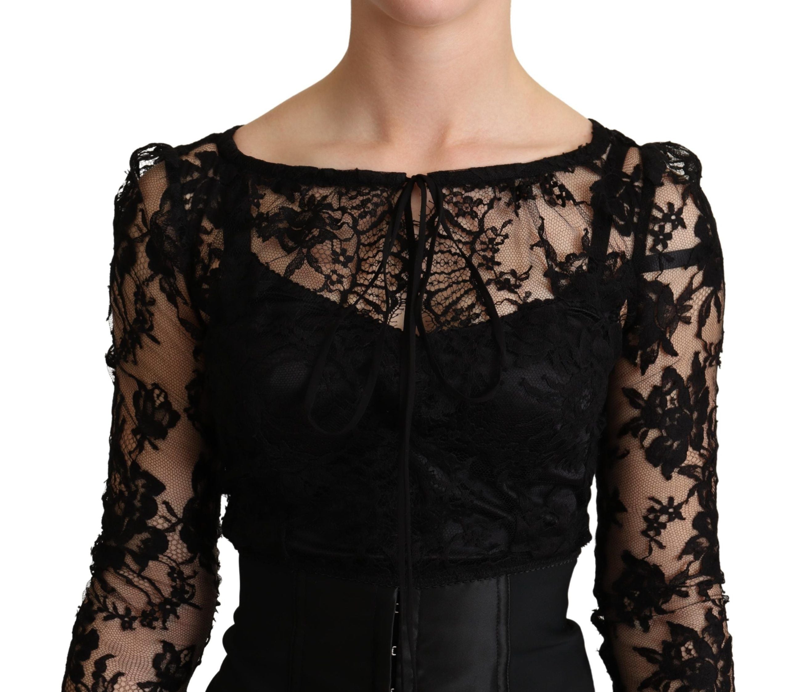 Dolce &amp; Gabbana Rochie mini elegantă din dantelă neagră Delight