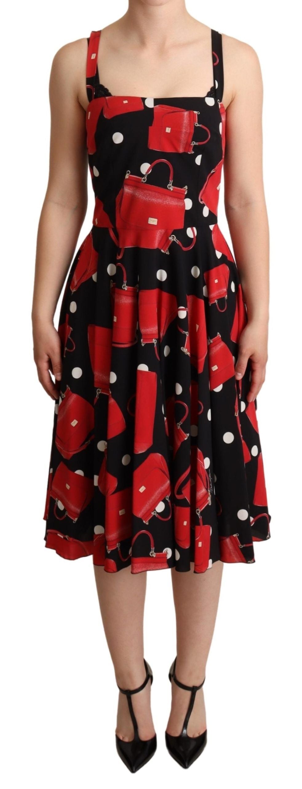 Rochie midi fără mâneci cu imprimeu siciliană Dolce &amp; Gabbana