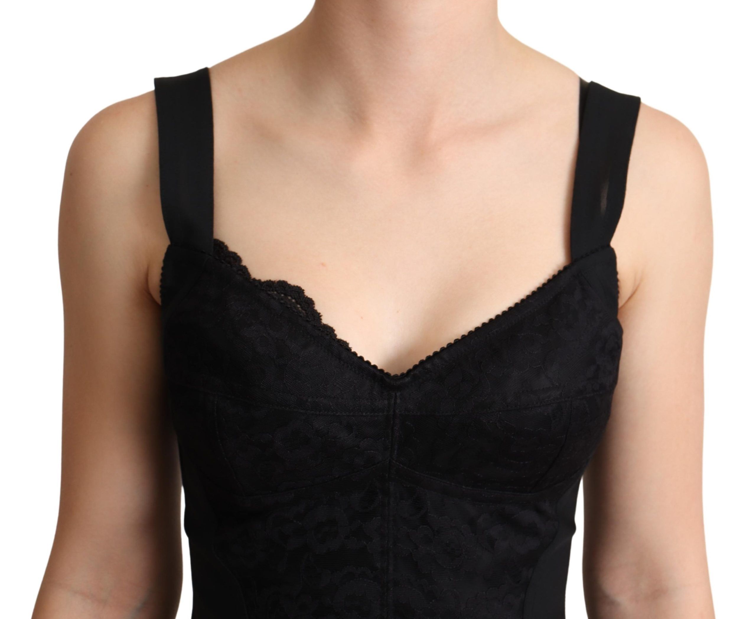 Dolce &amp; Gabbana - Rochie elegantă cu corset din dantelă neagră