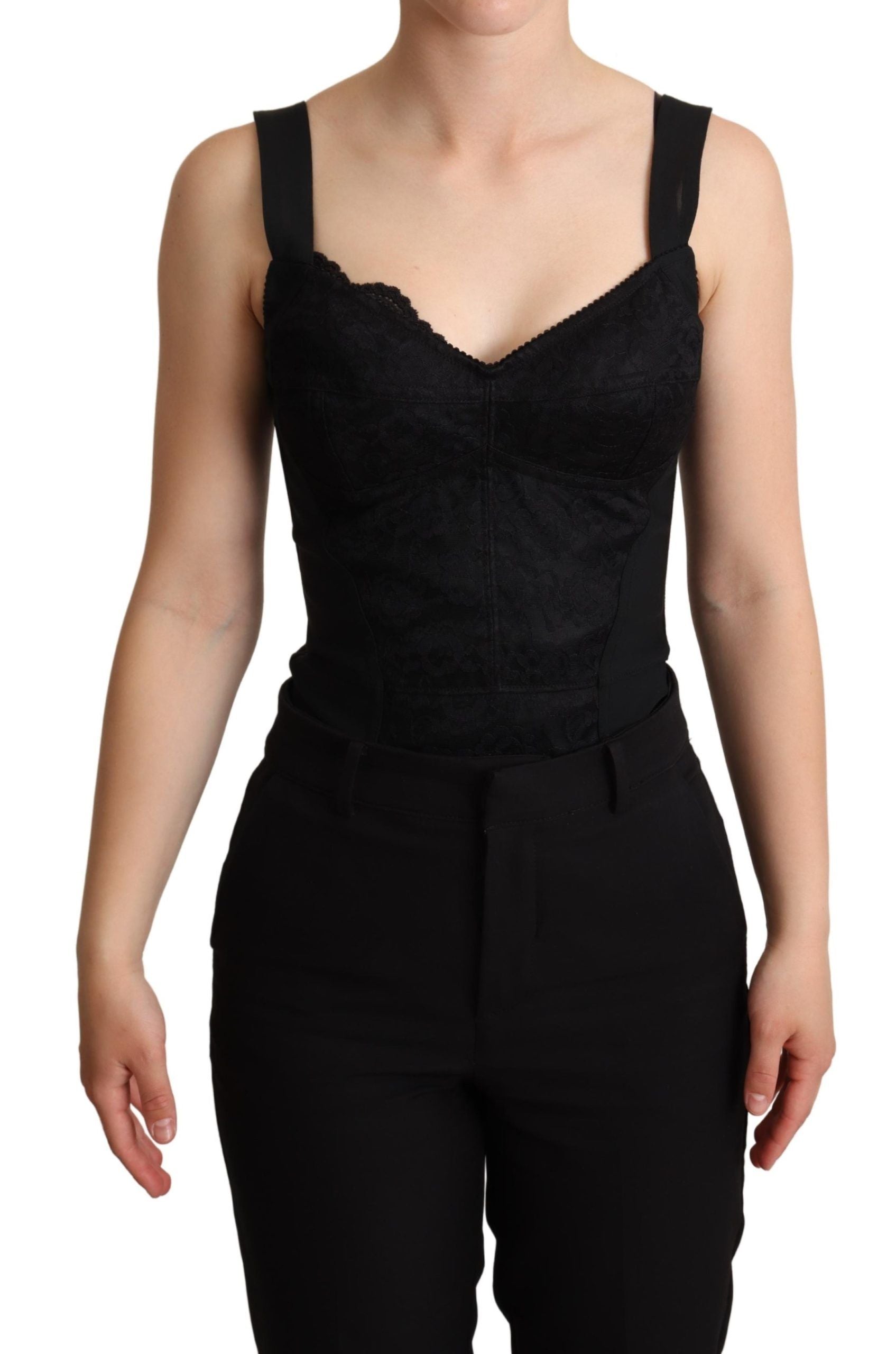 Dolce &amp; Gabbana - Rochie elegantă cu corset din dantelă neagră