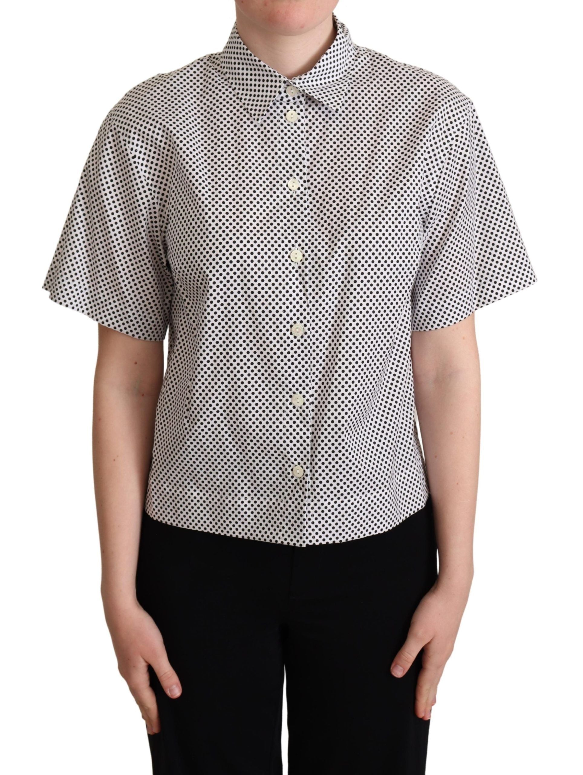 Dolce &amp; Gabbana Bluză polo elegantă din bumbac cu buline