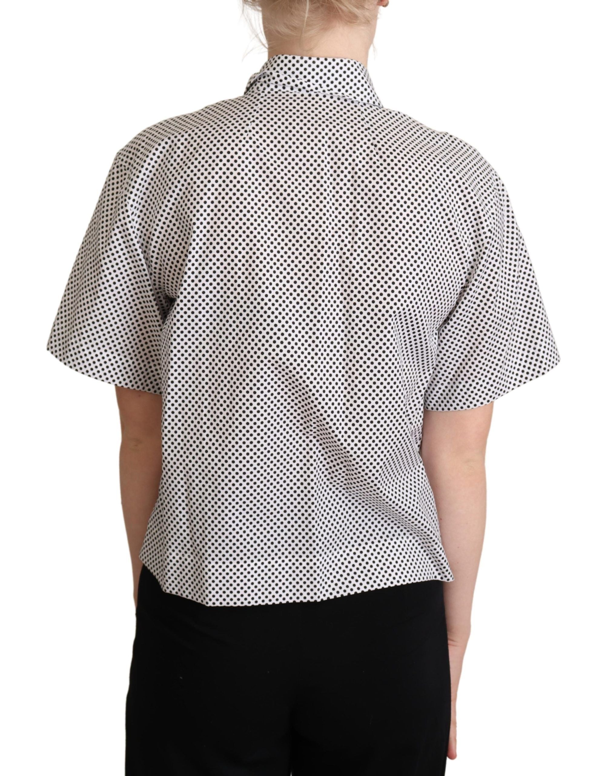 Dolce &amp; Gabbana Bluză polo elegantă din bumbac cu buline