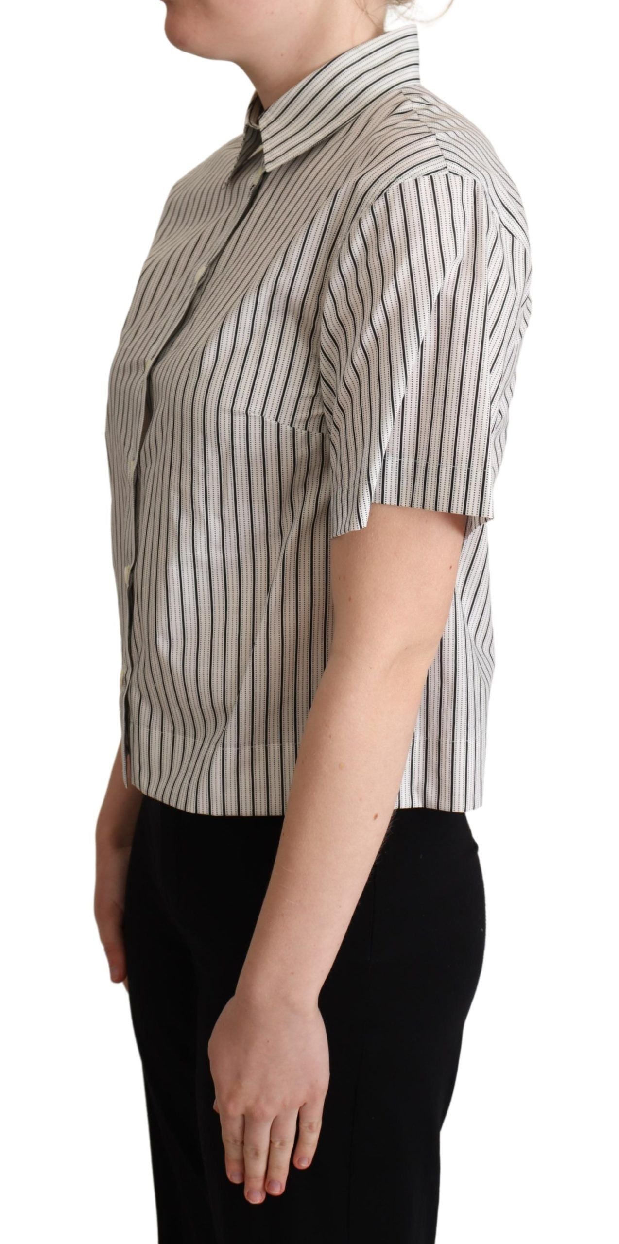 Tricou polo cu dungi monocrome elegante Dolce &amp; Gabbana
