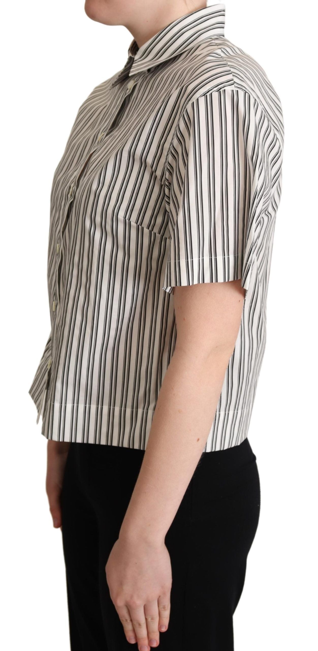 Dolce &amp; Gabbana Bluză polo elegantă cu dungi din bumbac