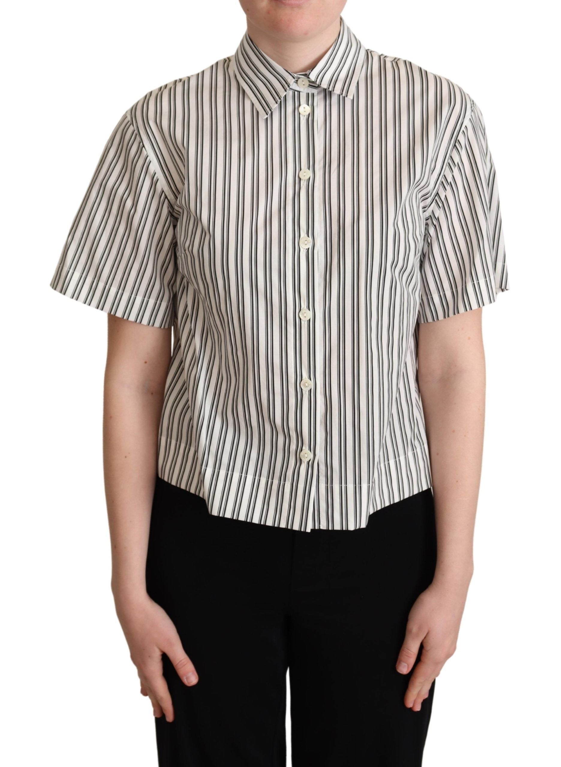 Dolce &amp; Gabbana Bluză polo elegantă cu dungi din bumbac