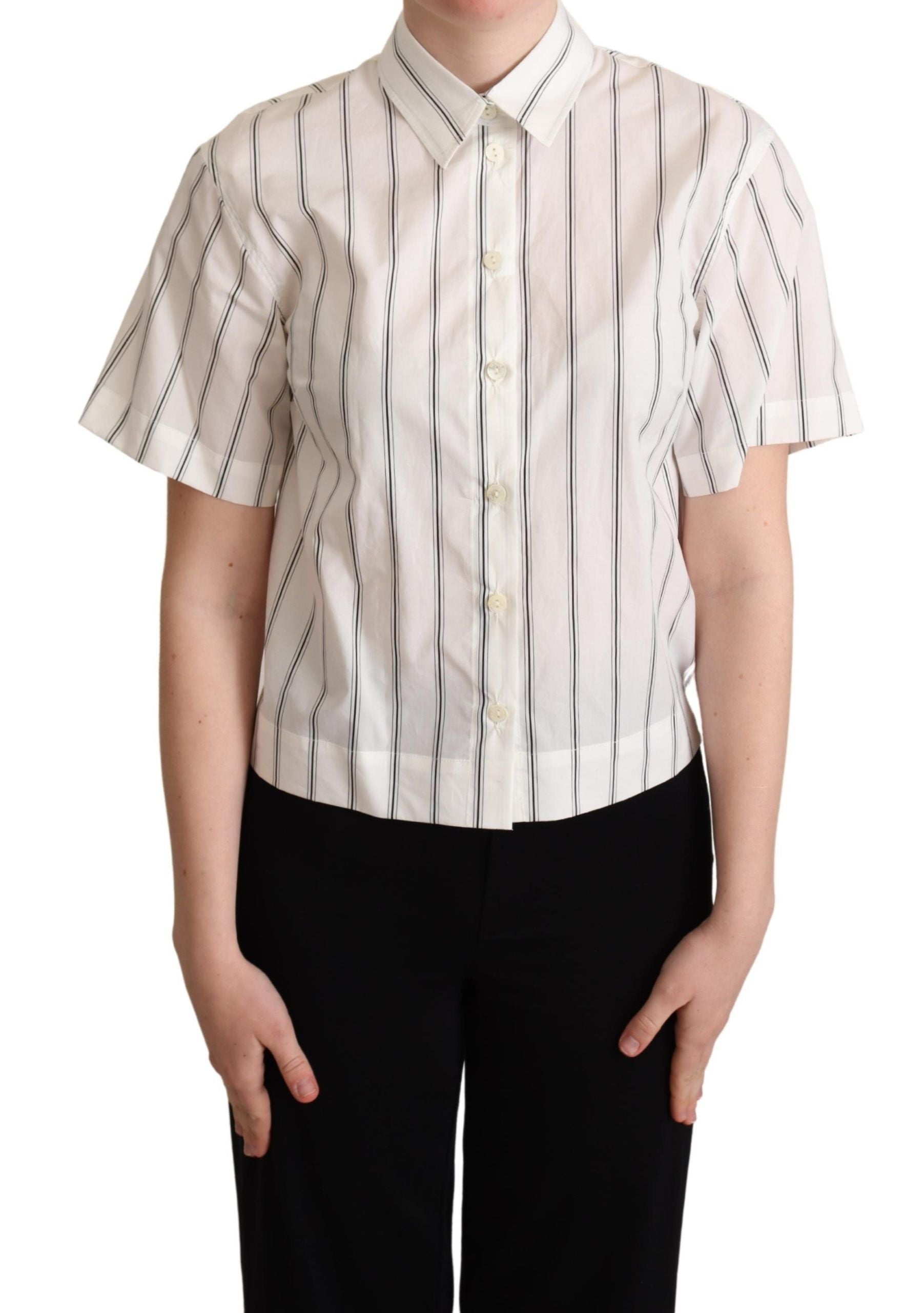 Dolce &amp; Gabbana Bluză polo elegantă cu dungi din bumbac
