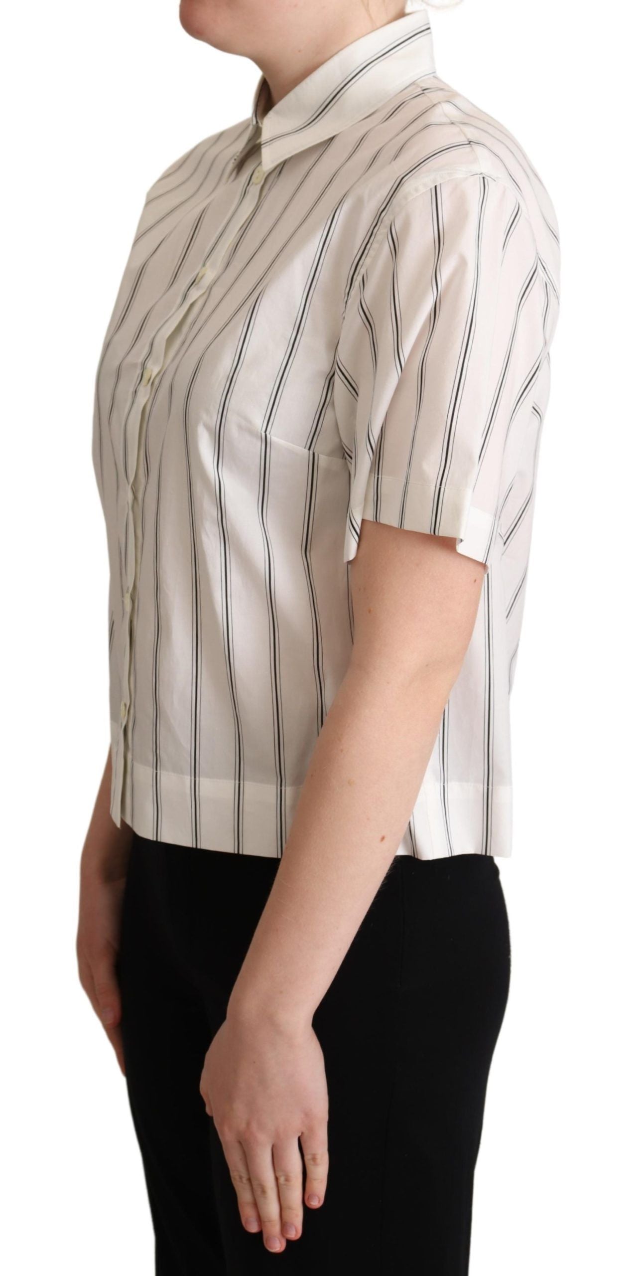 Dolce &amp; Gabbana Bluză polo elegantă cu dungi din bumbac