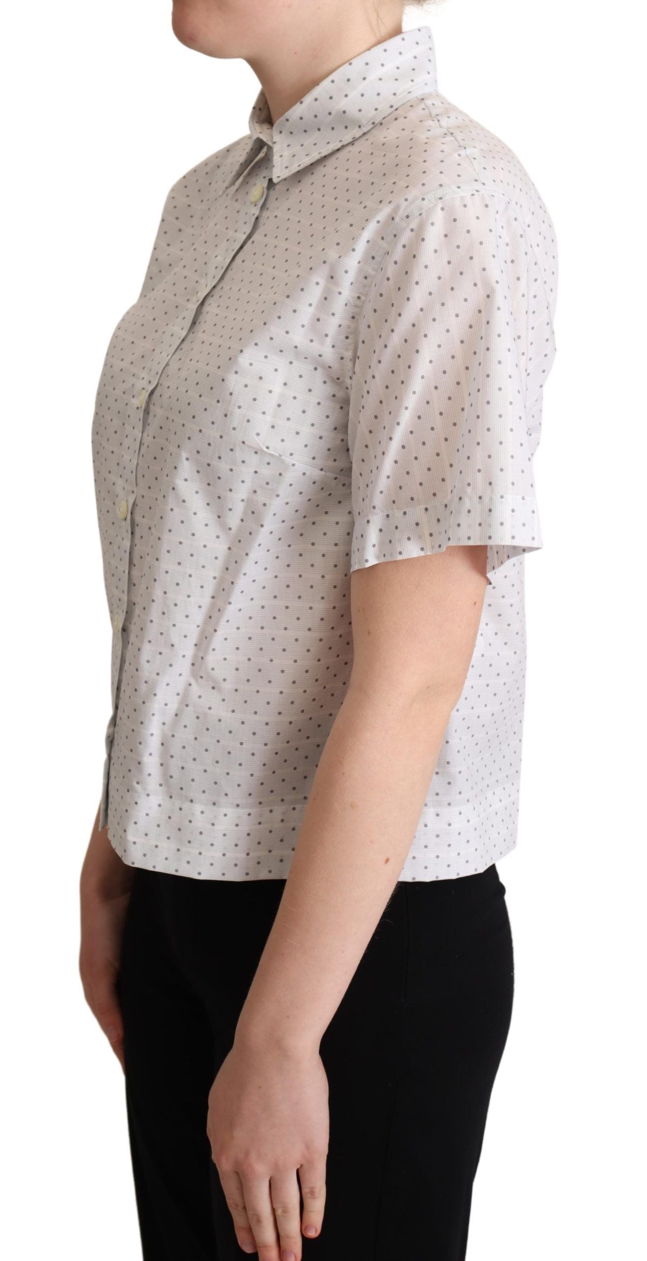 Dolce &amp; Gabbana Bluză polo elegantă din bumbac cu buline