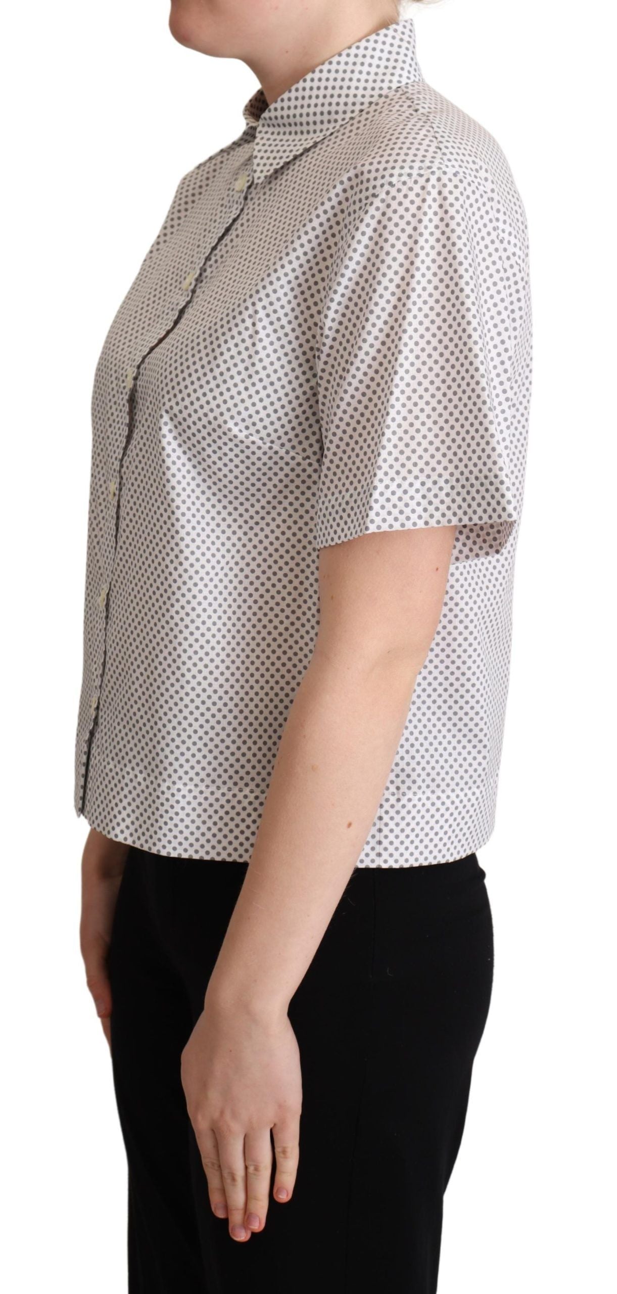 Dolce &amp; Gabbana Tricou polo cu mânecă scurtă gri elegant cu buline