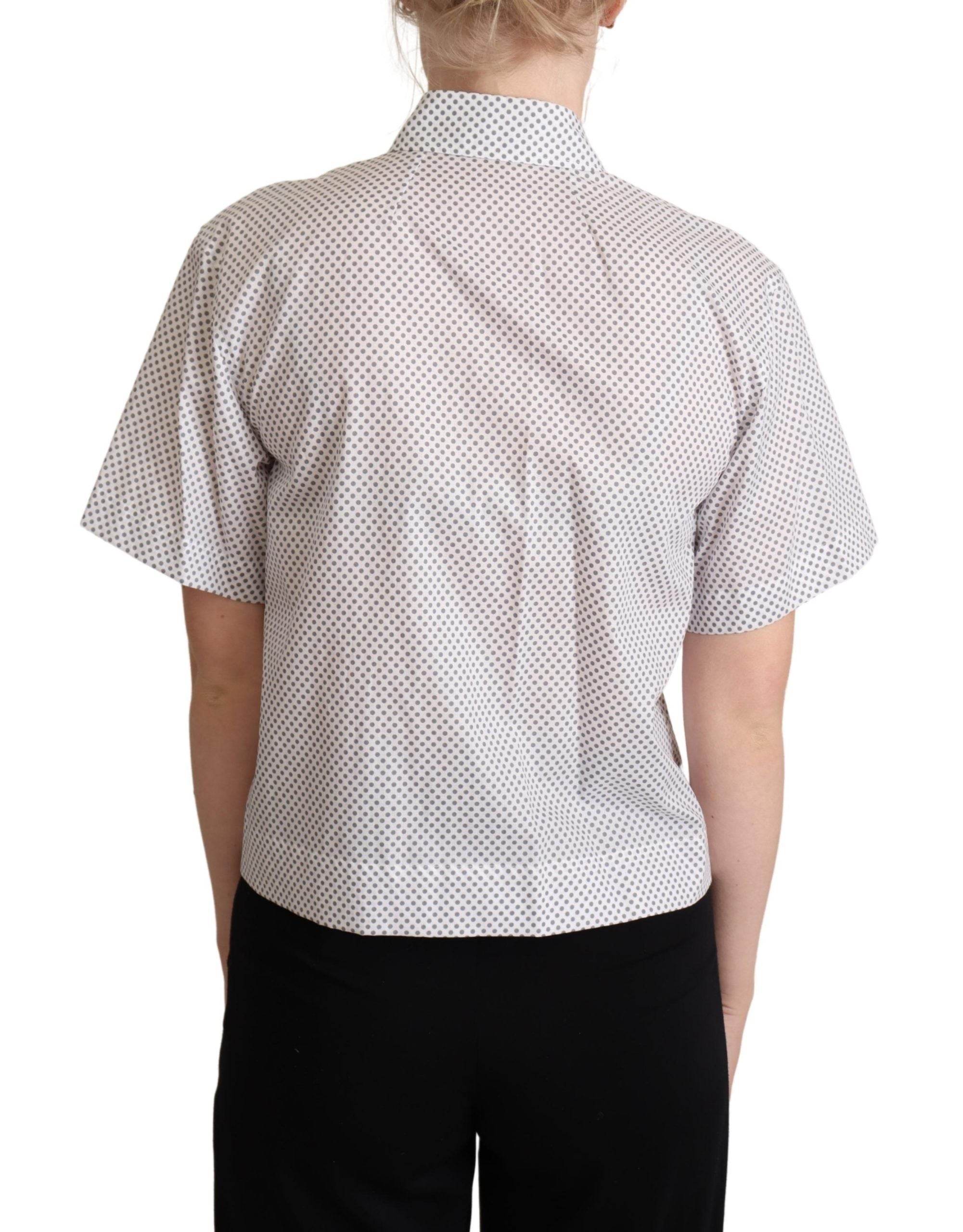 Dolce &amp; Gabbana Tricou polo cu mânecă scurtă gri elegant cu buline
