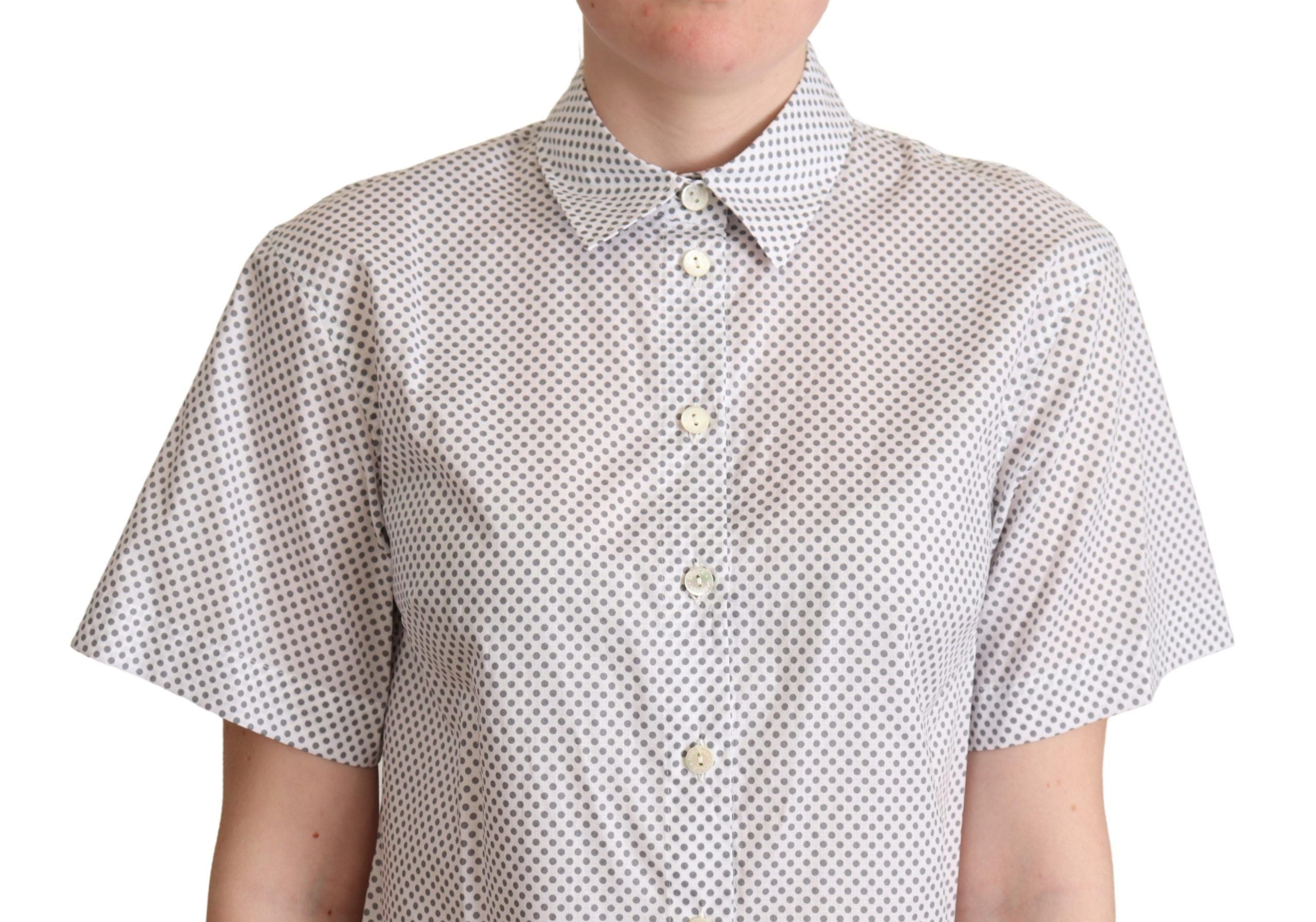 Dolce &amp; Gabbana Tricou polo cu mânecă scurtă gri elegant cu buline