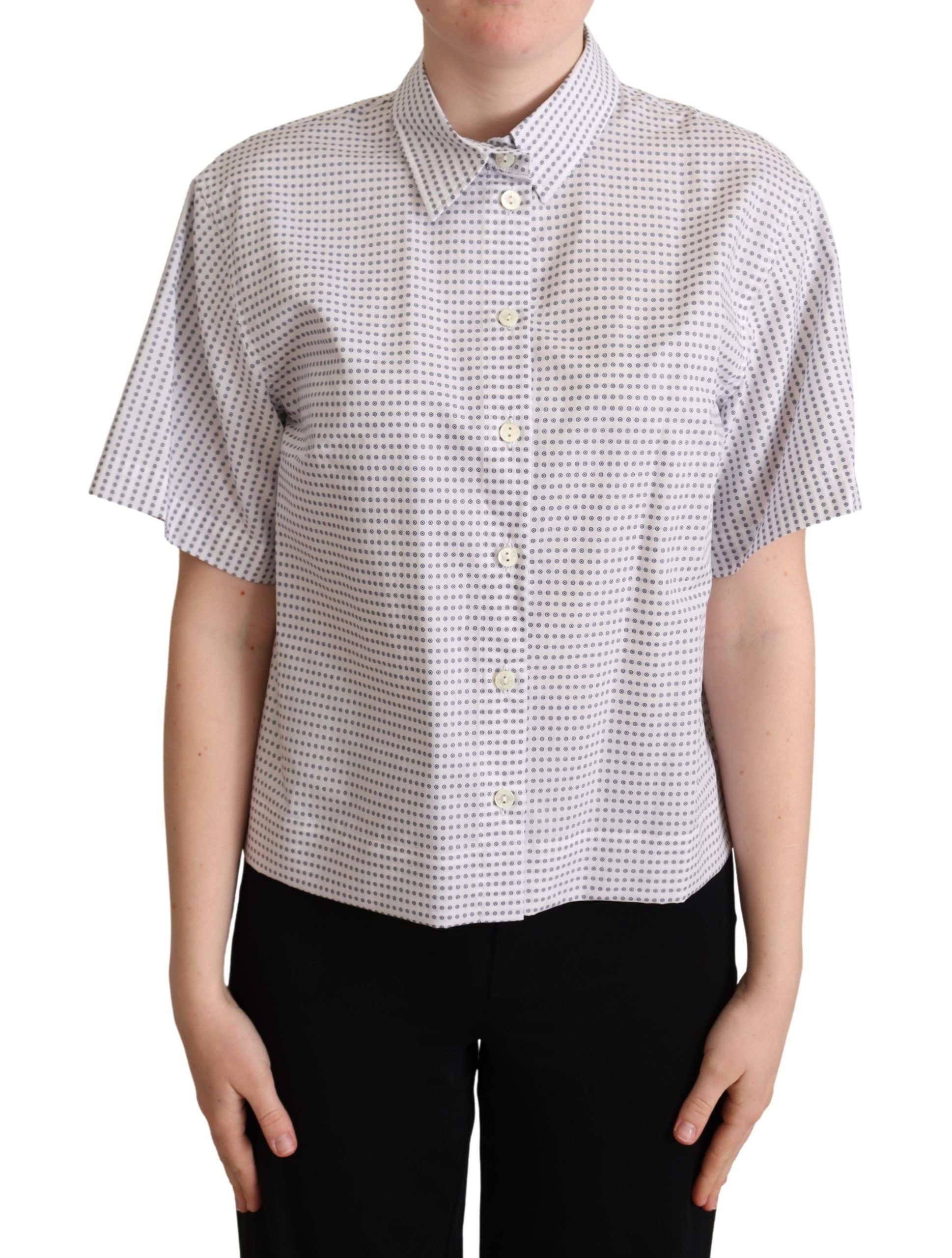 Dolce &amp; Gabbana Bluză polo elegantă cu buline și guler