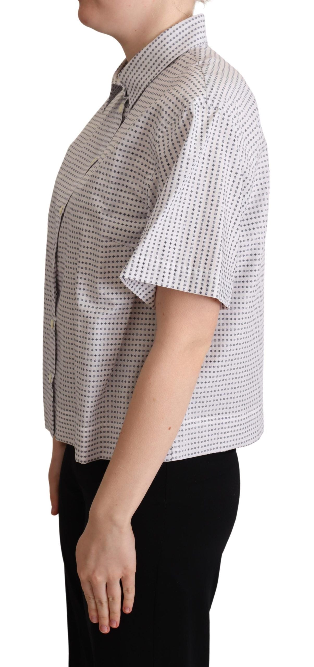 Dolce &amp; Gabbana Bluză polo elegantă cu buline și guler
