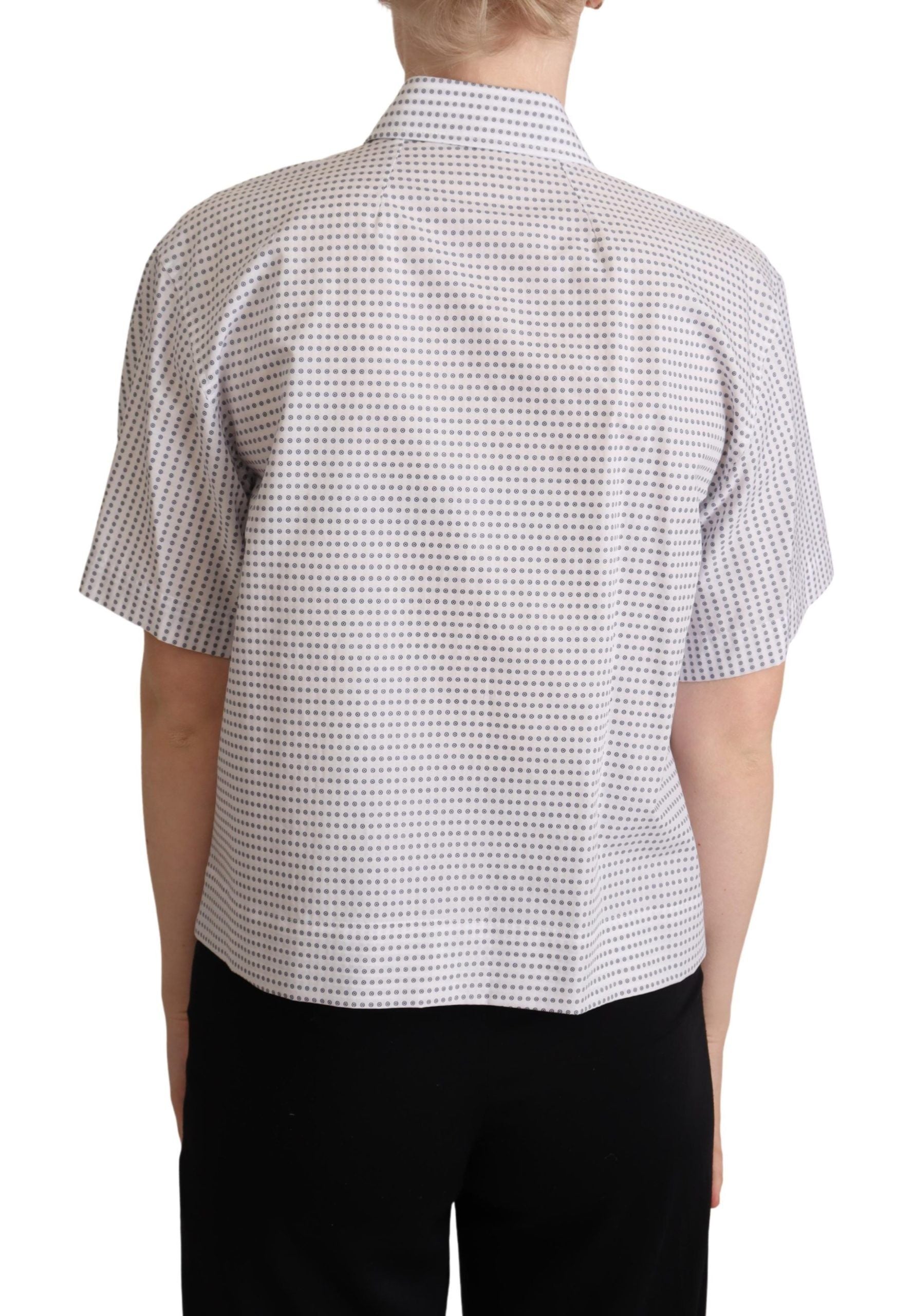 Dolce &amp; Gabbana Bluză polo elegantă cu buline și guler