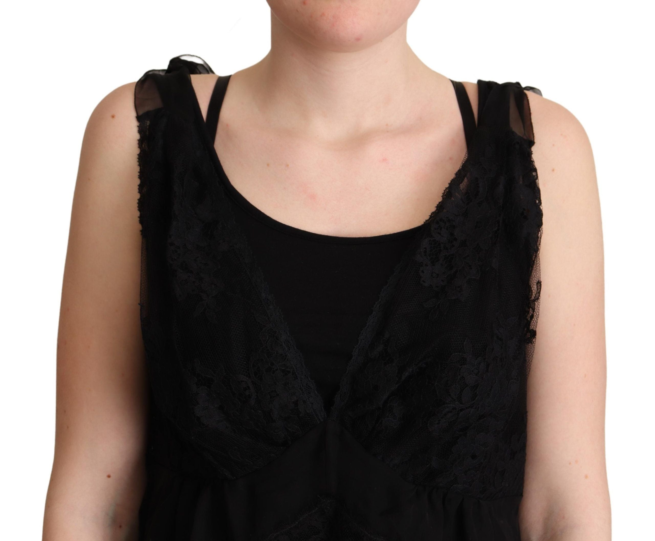 Dolce &amp; Gabbana – Schimmerndes Camisole aus Seidenmischung mit Spitzenbesatz