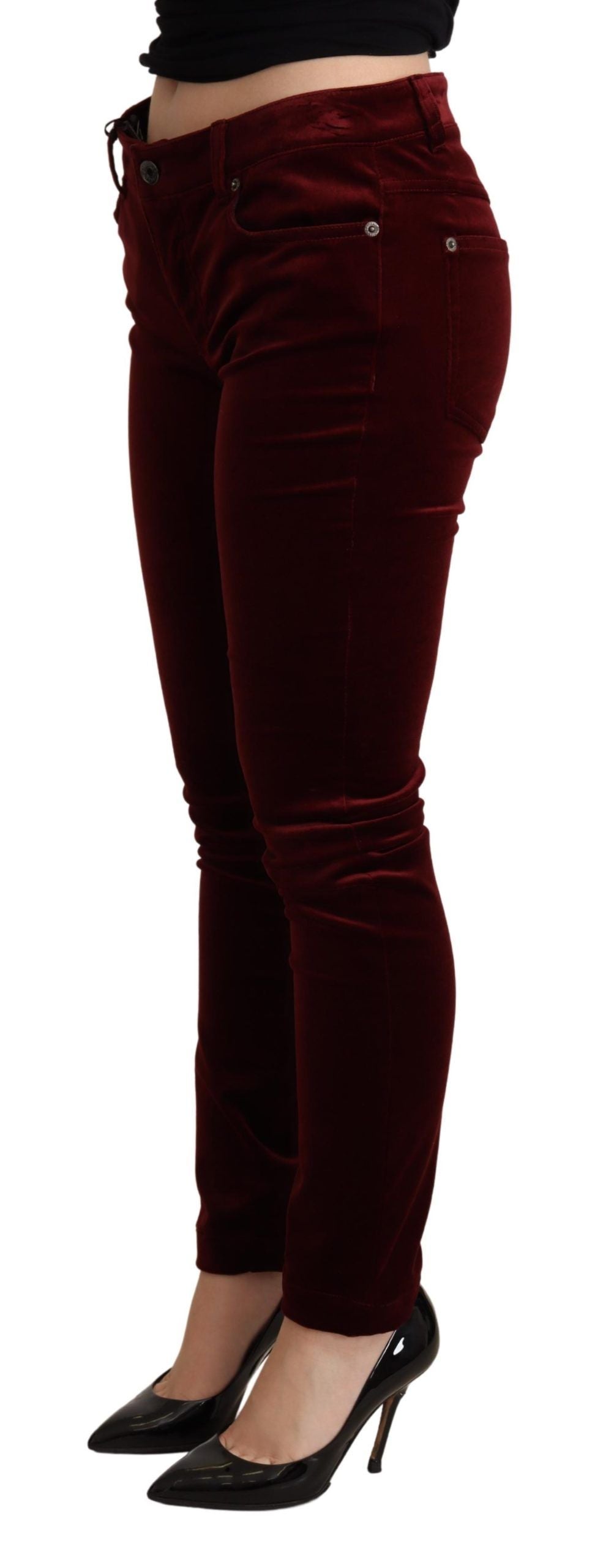 Dolce &amp; Gabbana – Exquisite bordeauxrote Skinny-Hose