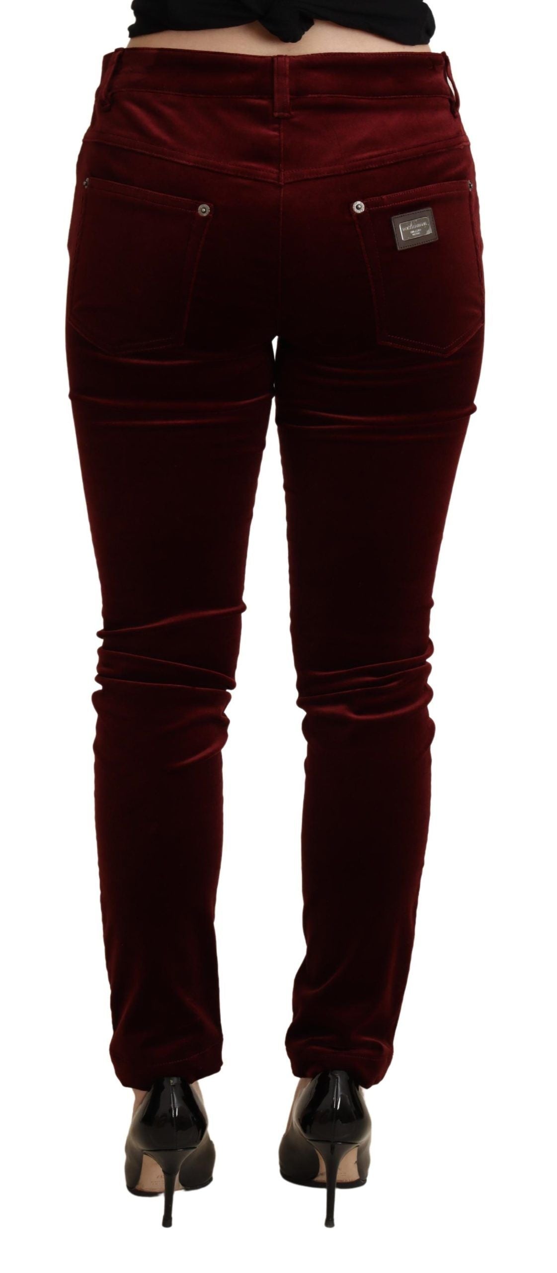 Dolce &amp; Gabbana – Exquisite bordeauxrote Skinny-Hose