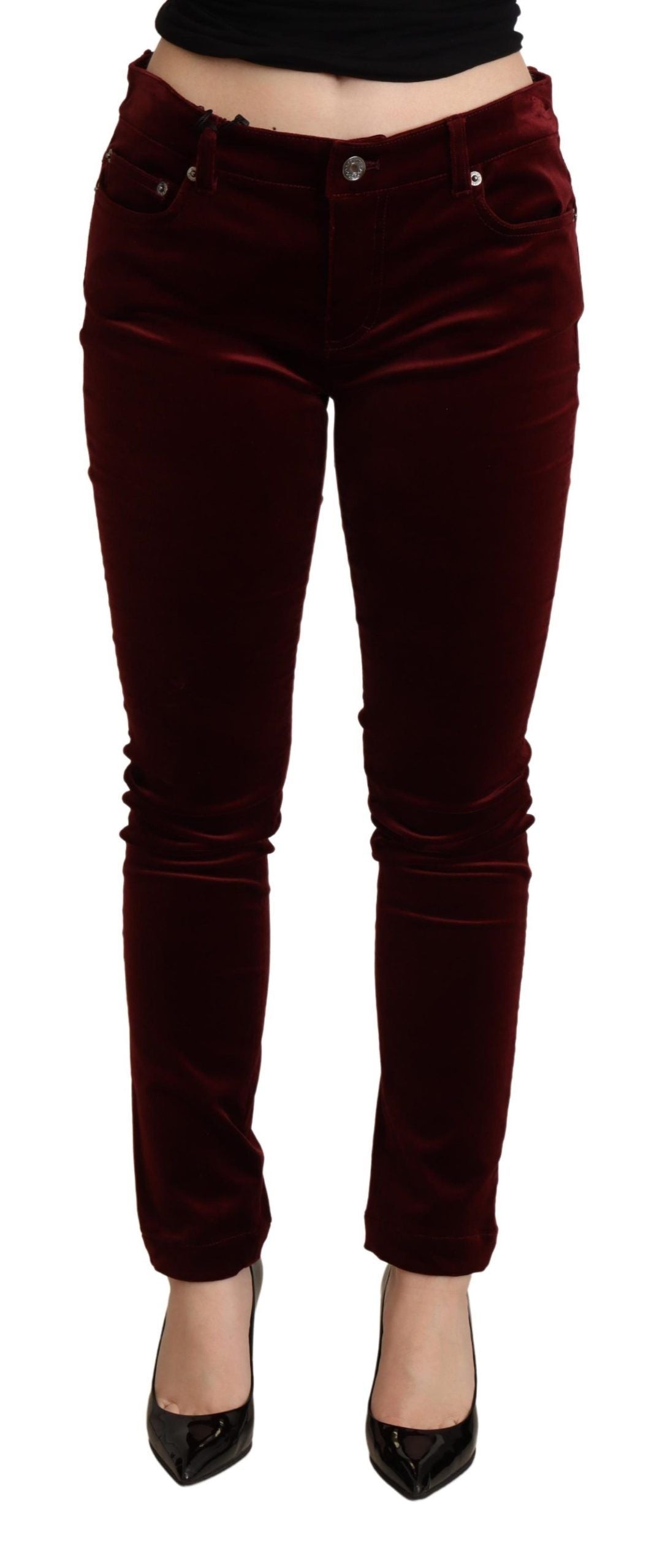 Dolce &amp; Gabbana – Exquisite bordeauxrote Skinny-Hose