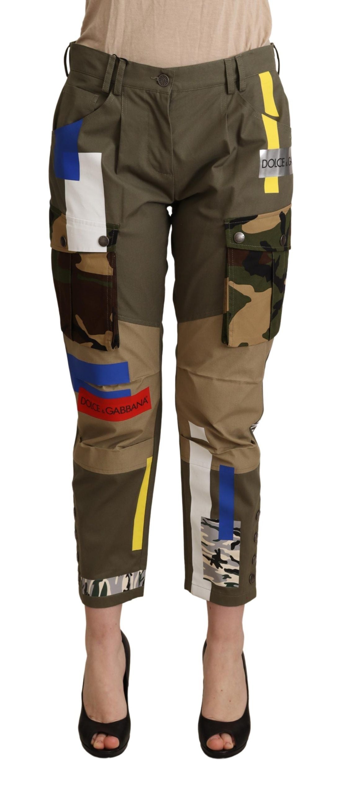 Dolce &amp; Gabbana Schicke Cargohose mit mehrfarbigen Flicken