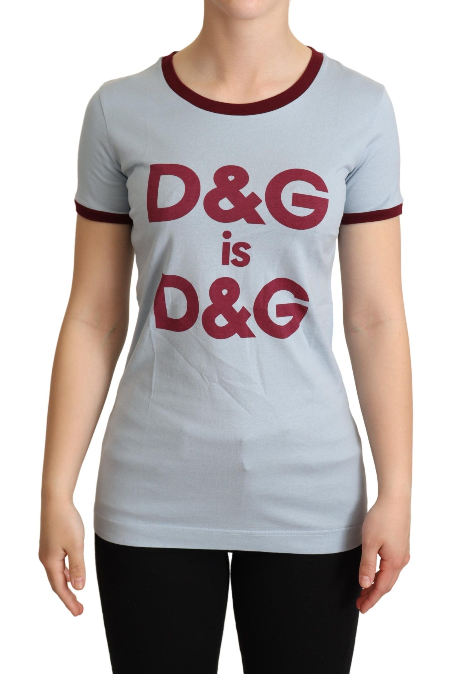 Dolce &amp; Gabbana Elegantes blaues Baumwoll-T-Shirt mit Rundhalsausschnitt