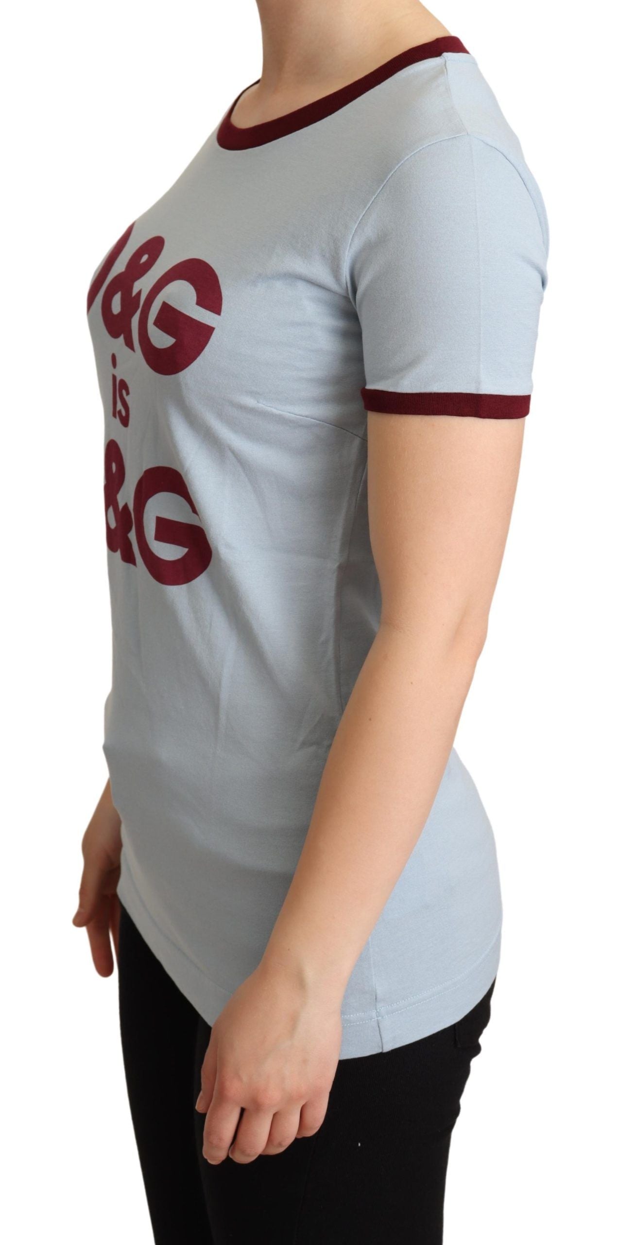 Dolce &amp; Gabbana Elegantes blaues Baumwoll-T-Shirt mit Rundhalsausschnitt
