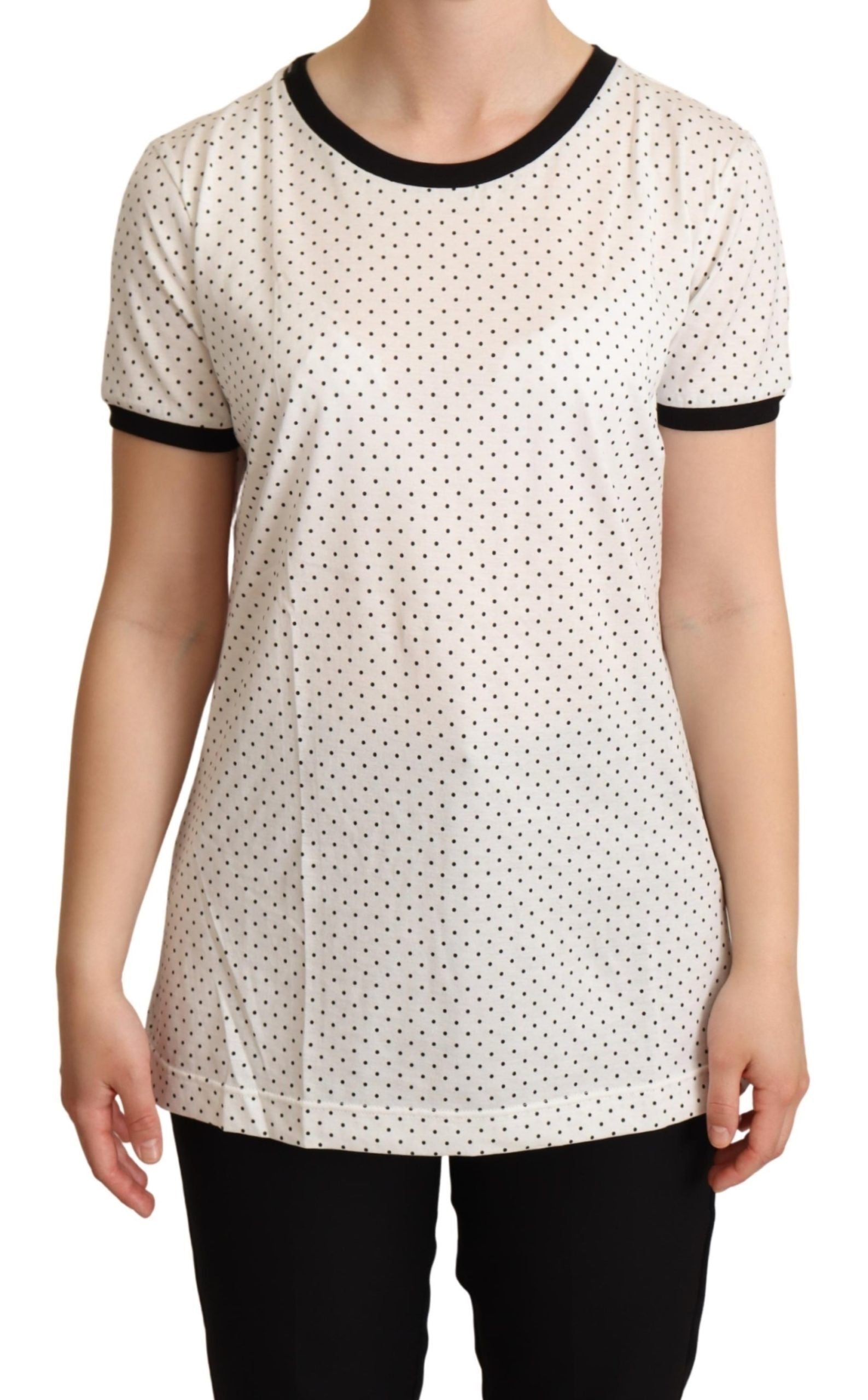 Dolce &amp; Gabbana – Baumwoll-T-Shirt mit Rundhalsausschnitt und Polka Dots