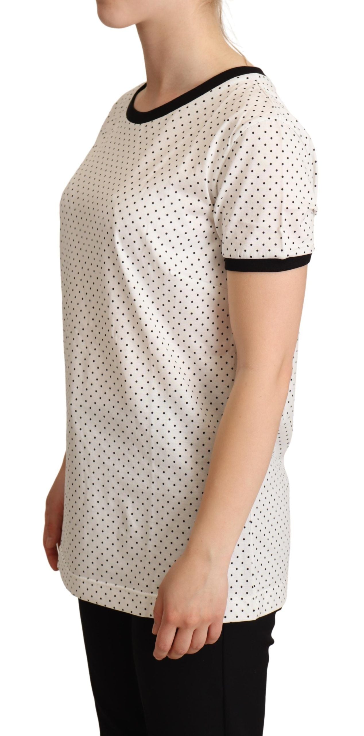 Dolce &amp; Gabbana – Baumwoll-T-Shirt mit Rundhalsausschnitt und Polka Dots