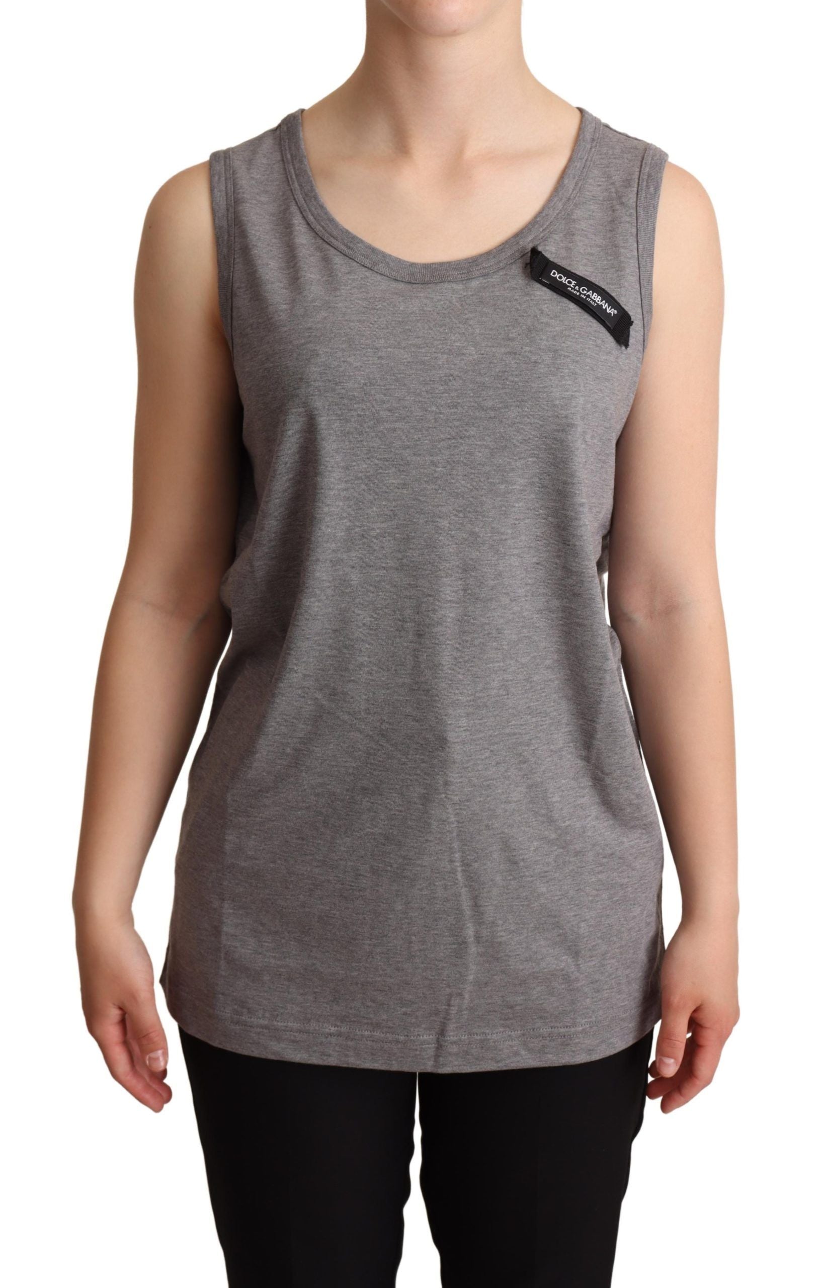 Dolce &amp; Gabbana Elegantes ärmelloses Tanktop aus grauem Baumwolljersey