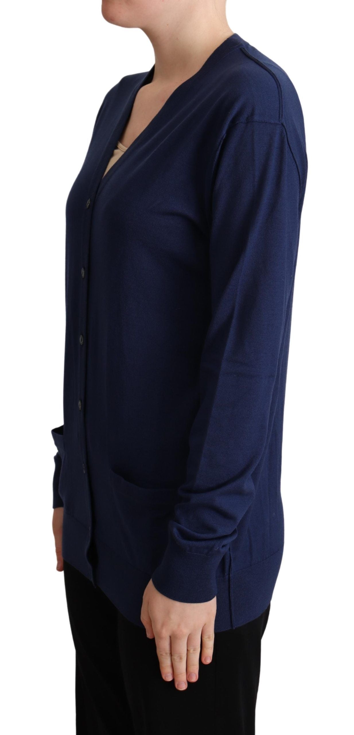 Dolce &amp; Gabbana Elegante blaue Strickjacke aus Schurwolle