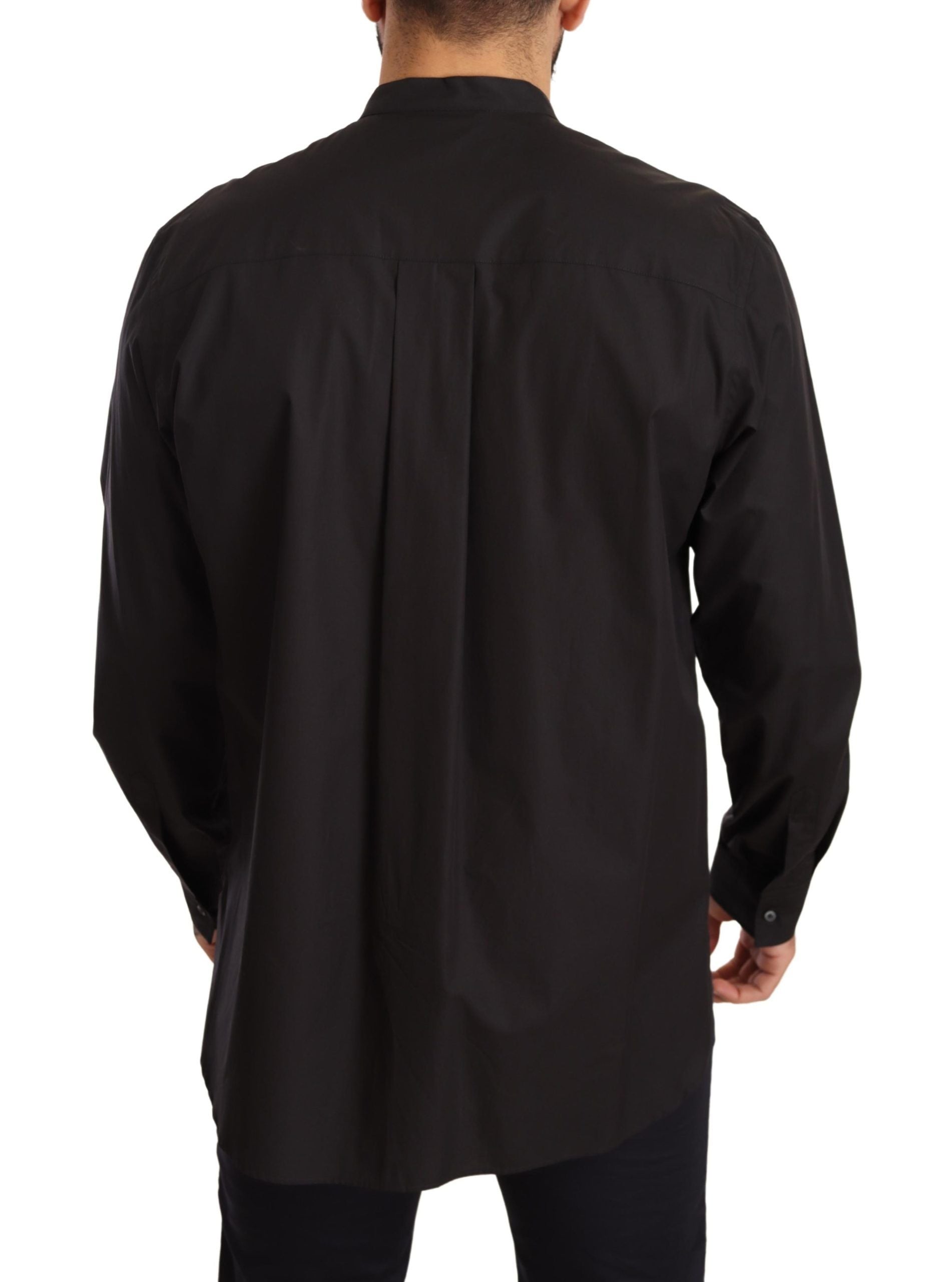 Dolce &amp; Gabbana Elegantes schwarzes Herrenhemd aus 100 % Baumwolle