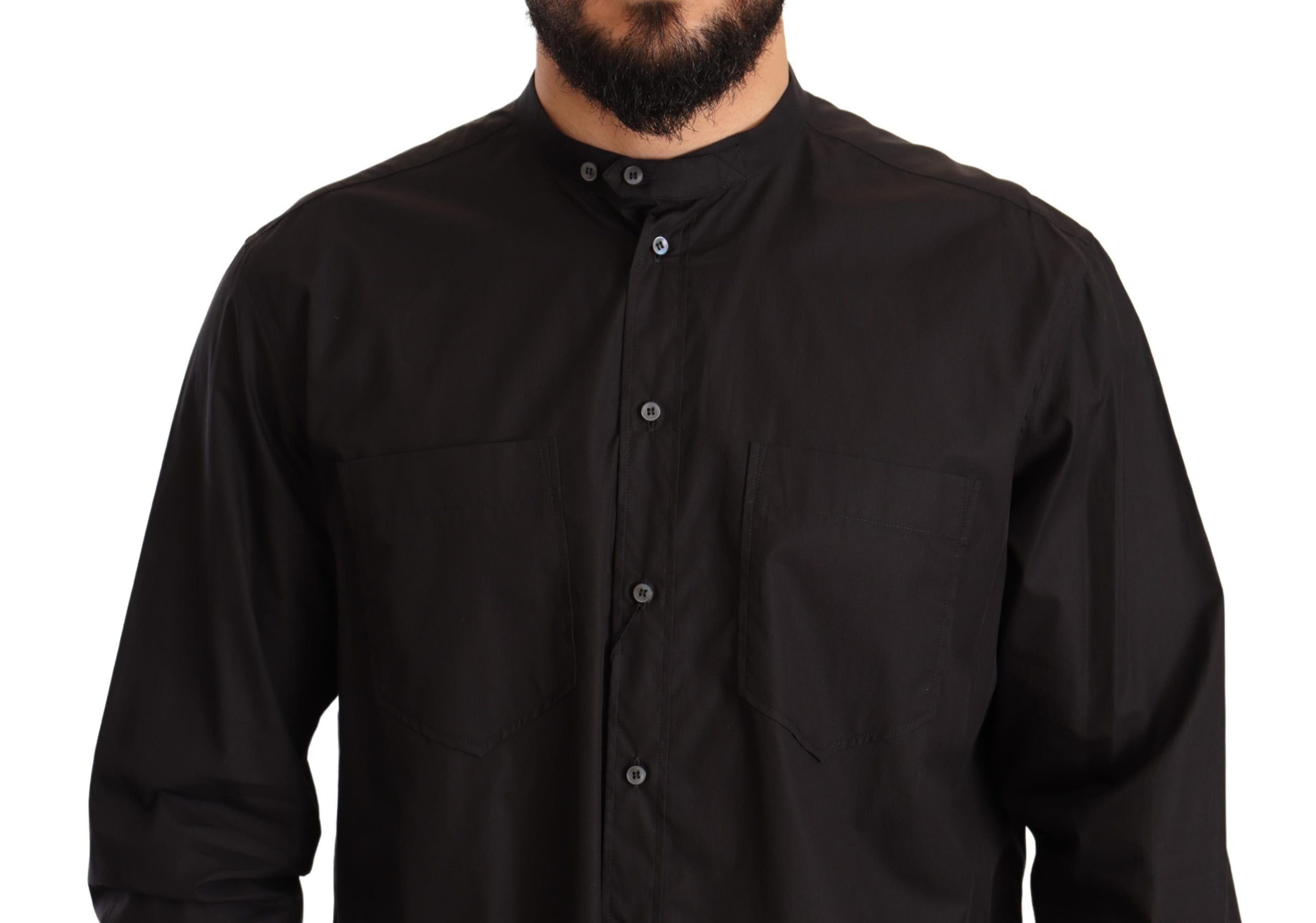 Dolce &amp; Gabbana Elegantes schwarzes Herrenhemd aus 100 % Baumwolle