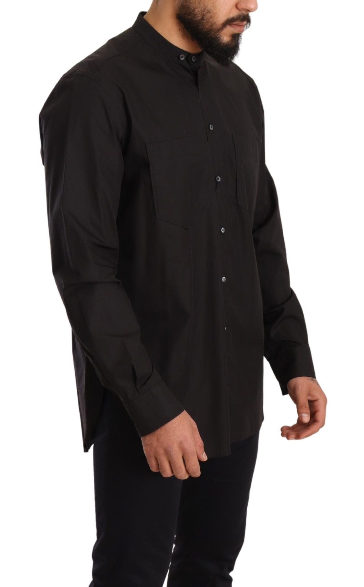 Dolce &amp; Gabbana Elegantes schwarzes Herrenhemd aus 100 % Baumwolle