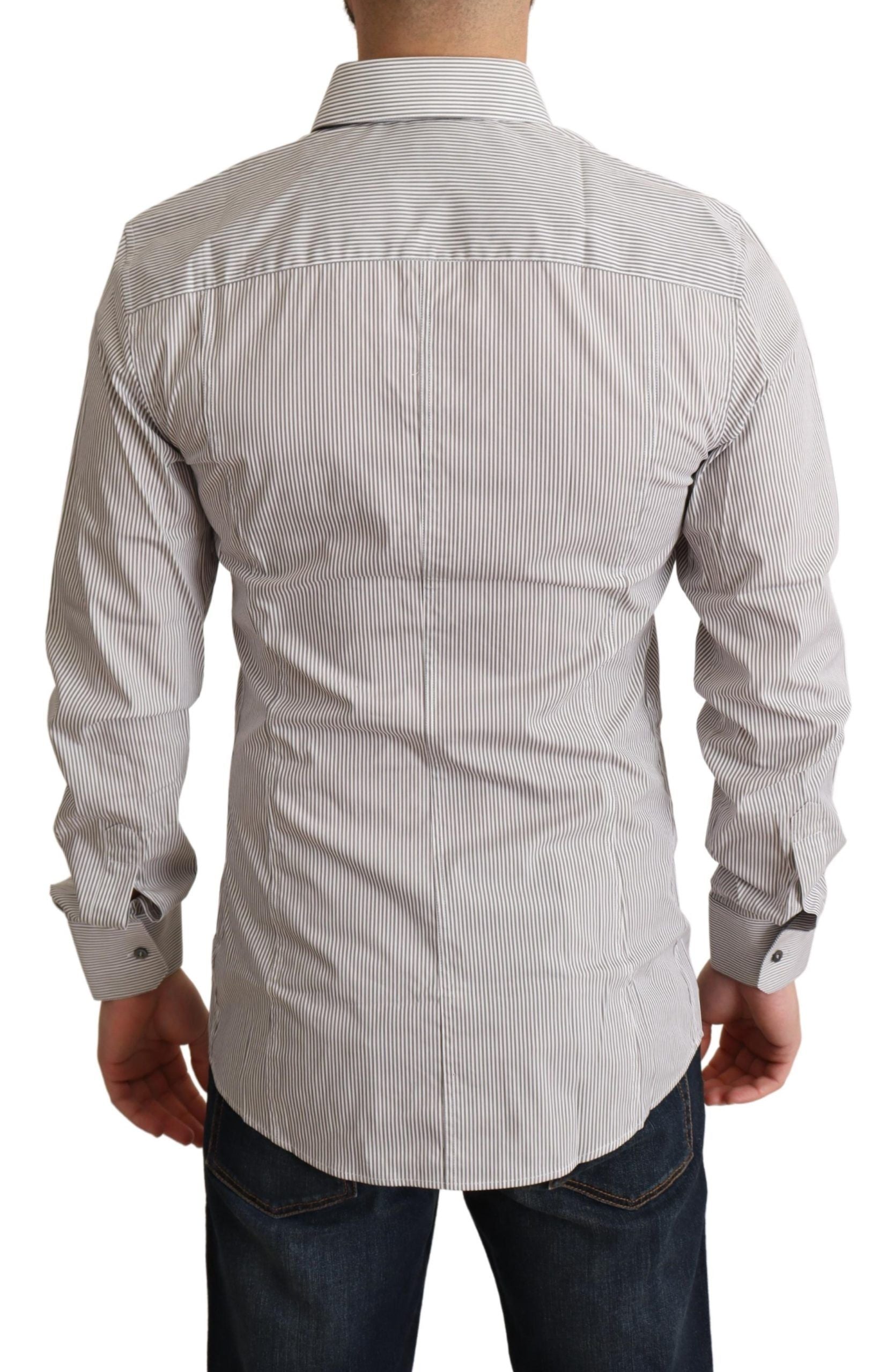 Dolce &amp; Gabbana – Elegantes, grau gestreiftes Slim-Fit-Hemd