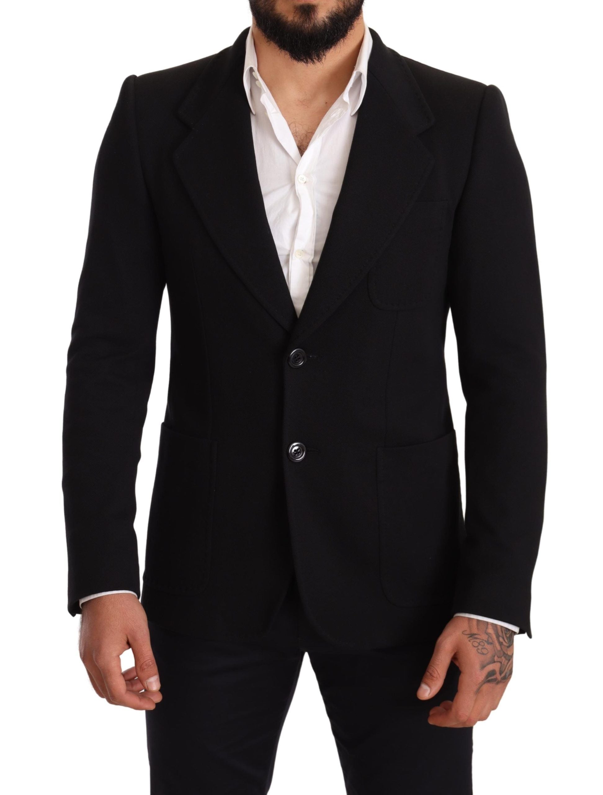 Dolce &amp; Gabbana Eleganter Slim Fit Blazer aus schwarzer Baumwolle