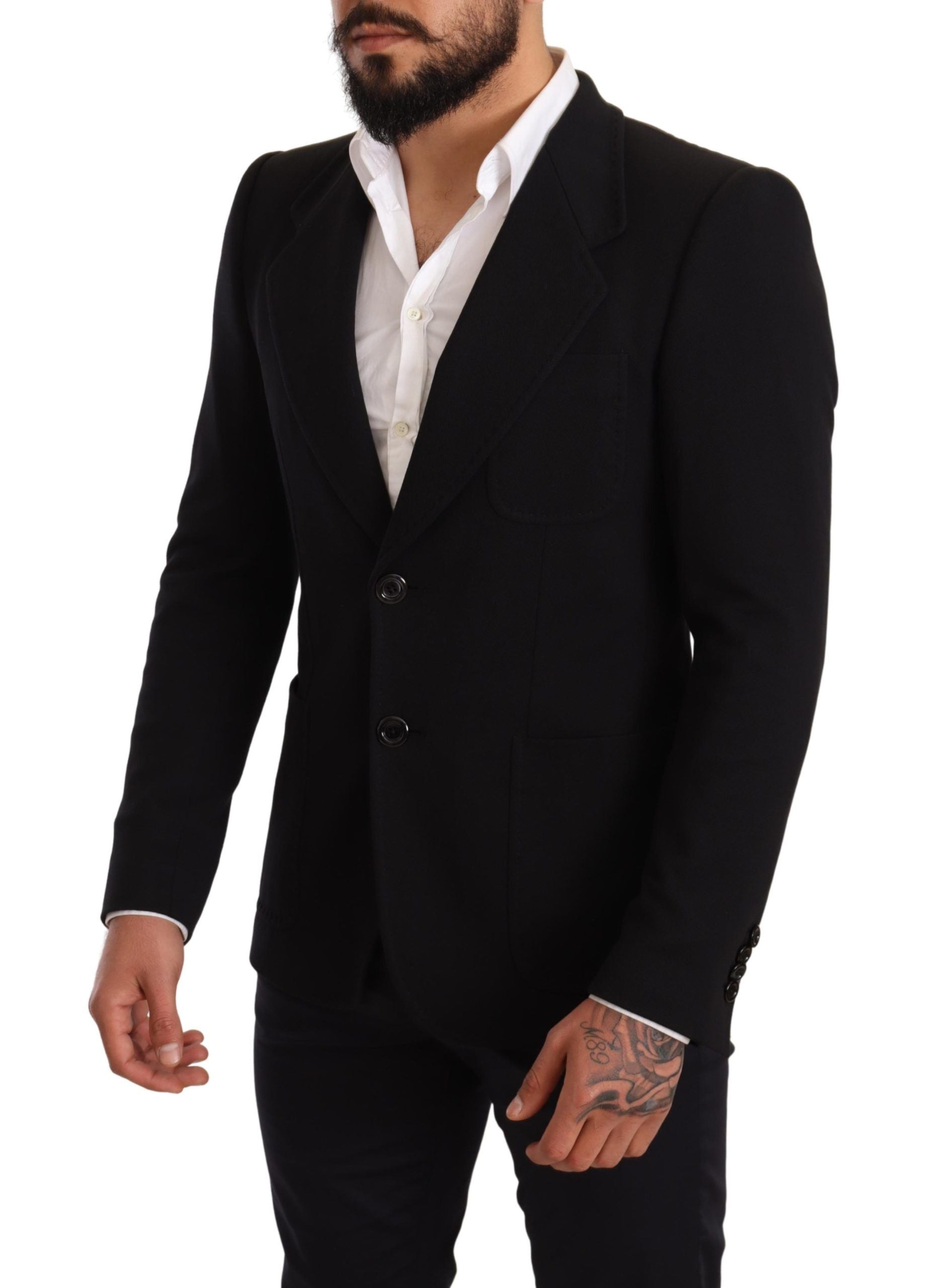 Dolce &amp; Gabbana Eleganter Slim Fit Blazer aus schwarzer Baumwolle