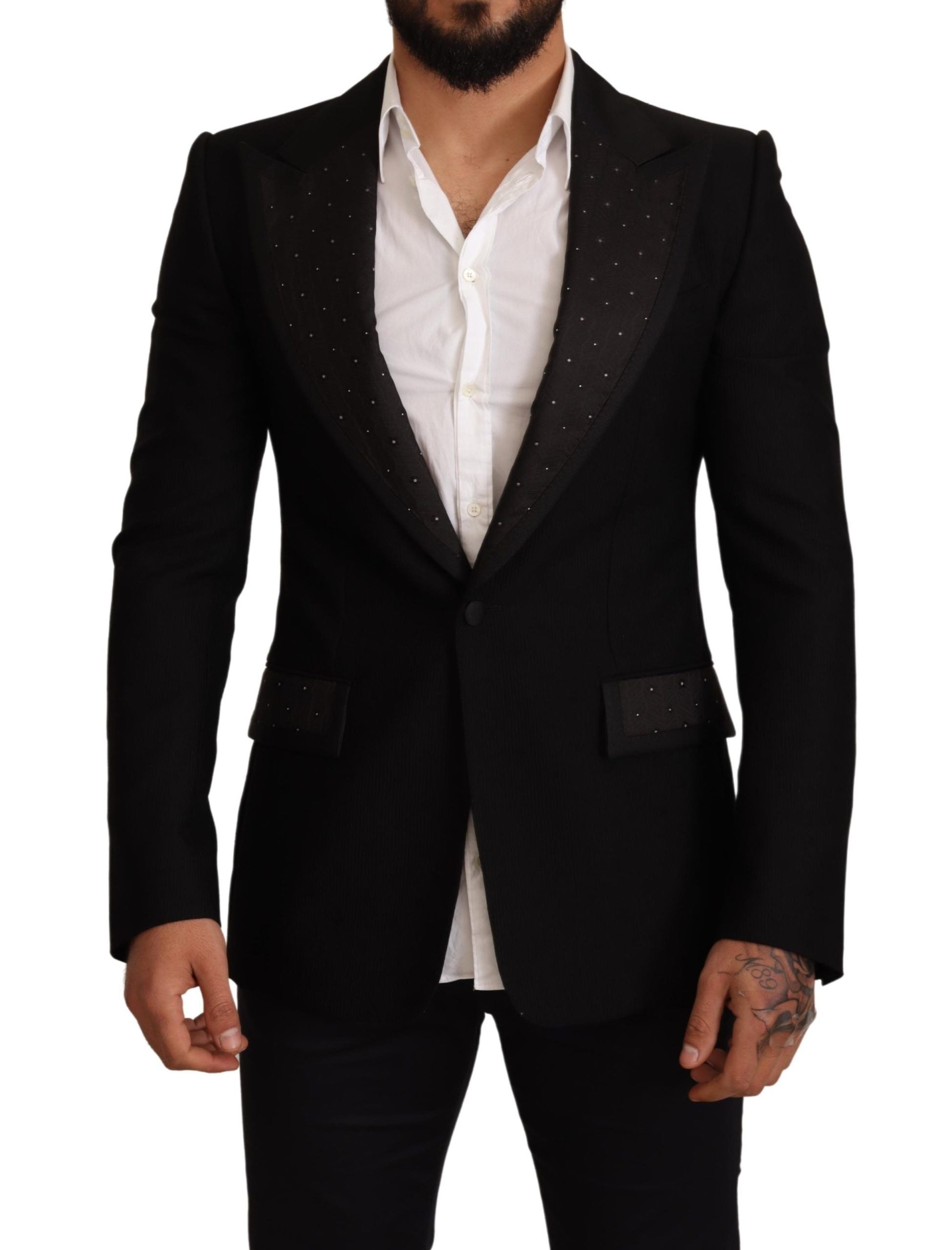 Dolce &amp; Gabbana – Elegante, schmal geschnittene schwarze Blazerjacke