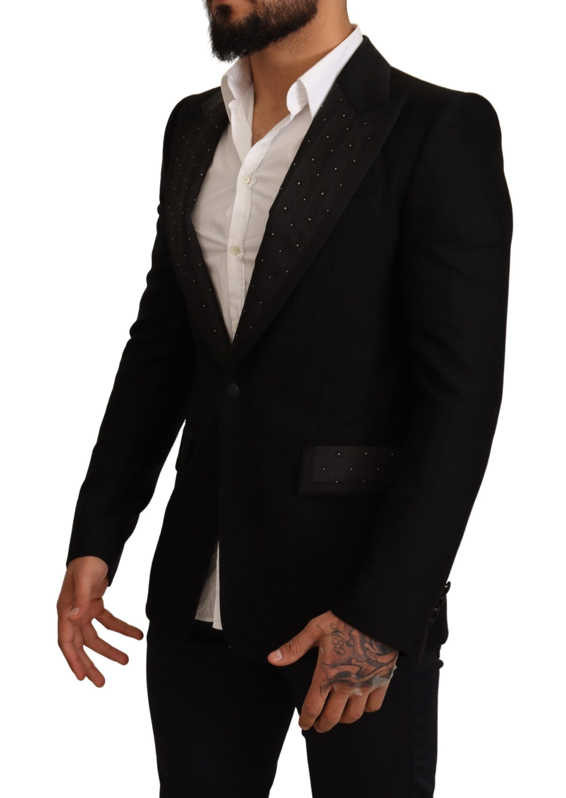Dolce &amp; Gabbana – Elegante, schmal geschnittene schwarze Blazerjacke