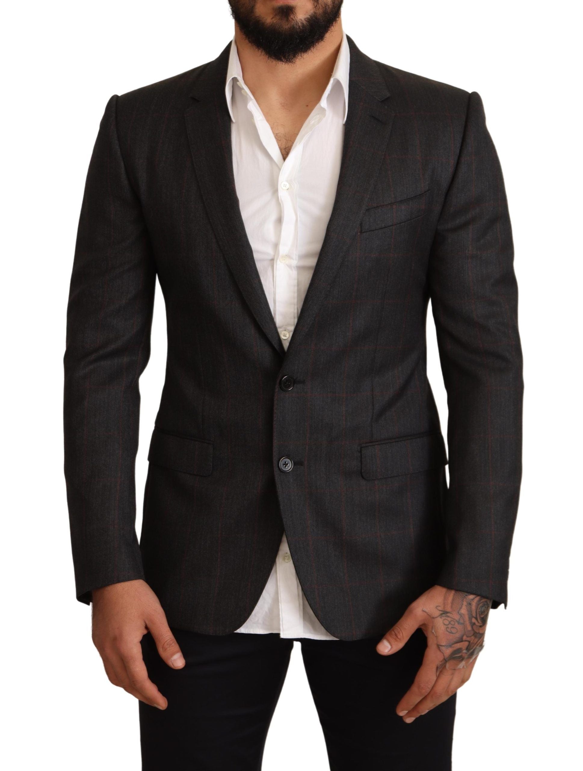 Dolce &amp; Gabbana Eleganter Martini-Blazer in Grau mit Karomuster