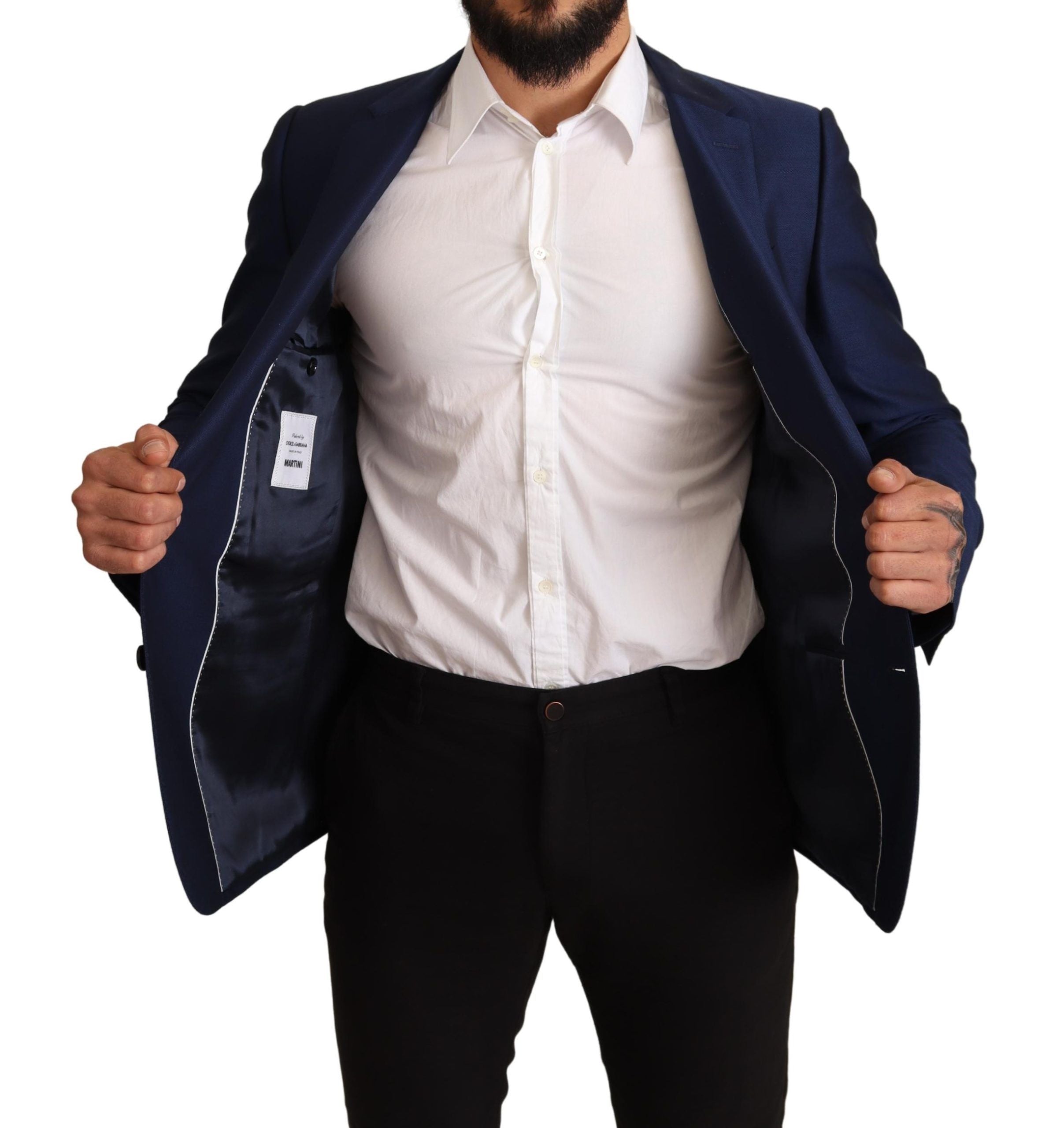 Dolce &amp; Gabbana – Marineblauer Martini-Blazer aus Schurwolle
