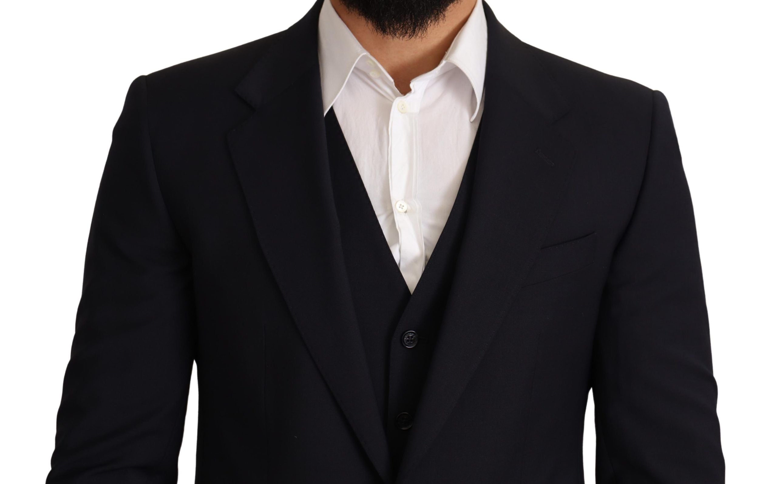 Costum elegant Dolce &amp; Gabbana Martini din amestec de lână albastru închis