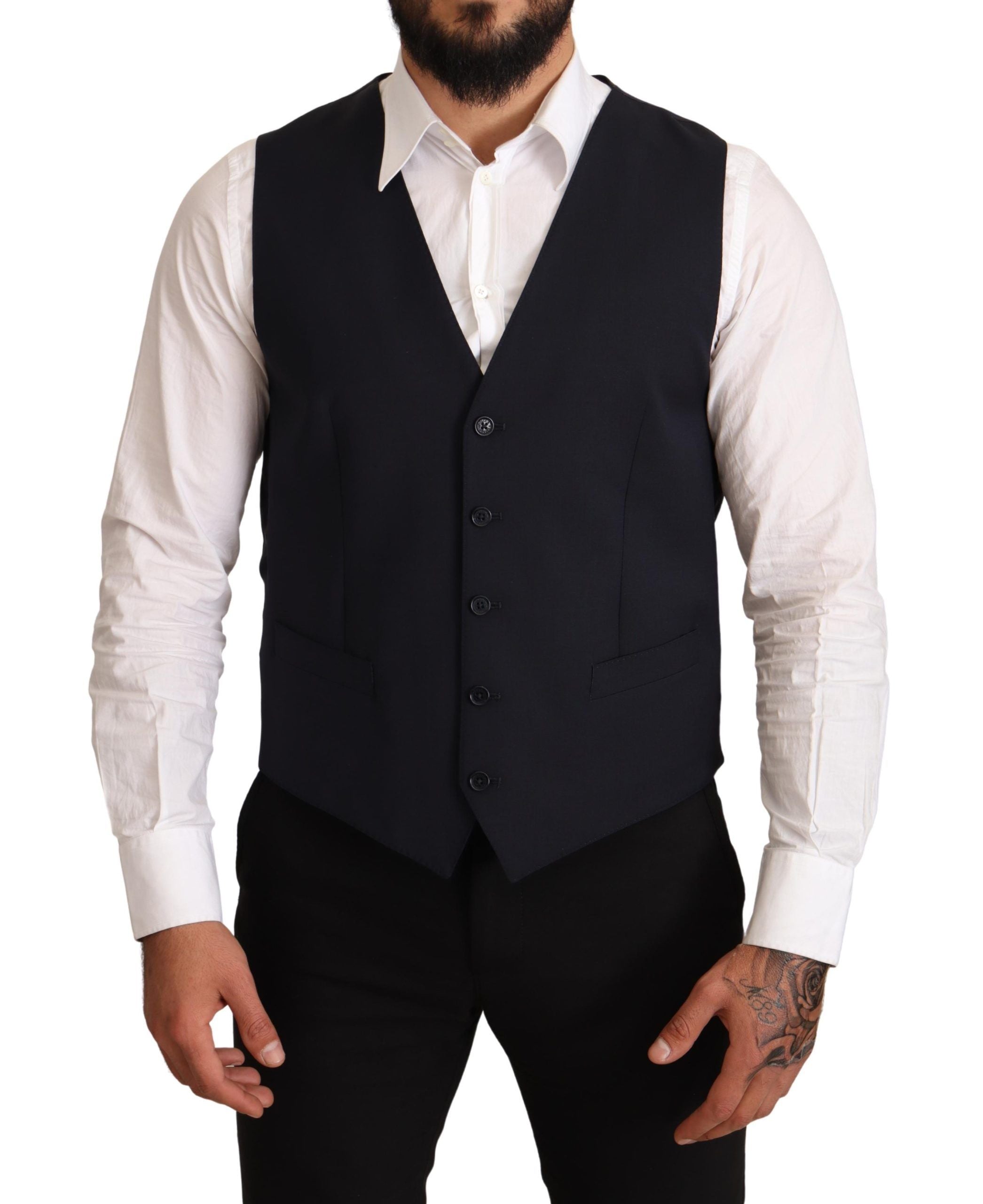 Costum elegant Dolce &amp; Gabbana Martini din amestec de lână albastru închis